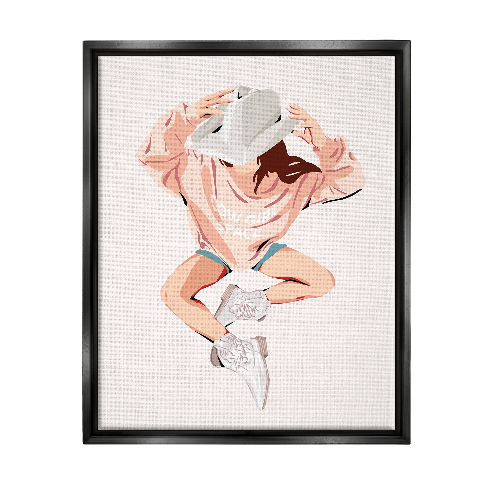 Stupell Industries Cowgirl Space Girl Beauty & Fashion Painting Black Floater Framed Canvas Art Print Wall Art, 17 x 21