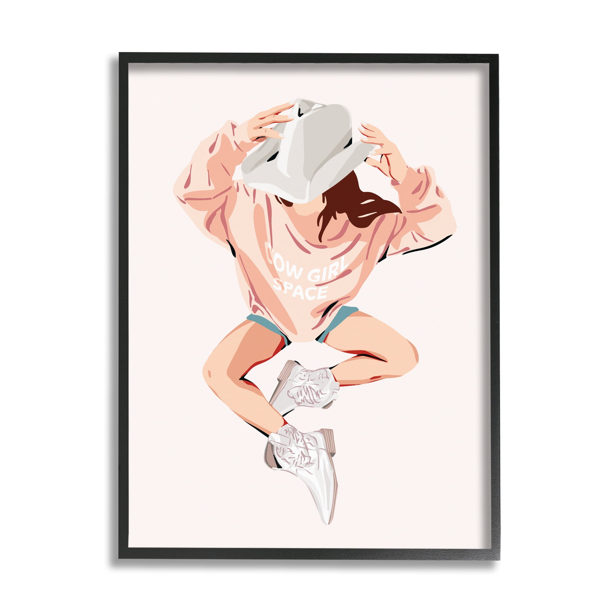 Stupell Industries Cowgirl Space Girl Beauty & Fashion Painting Black Framed Art Print Wall Art, 11 x 14