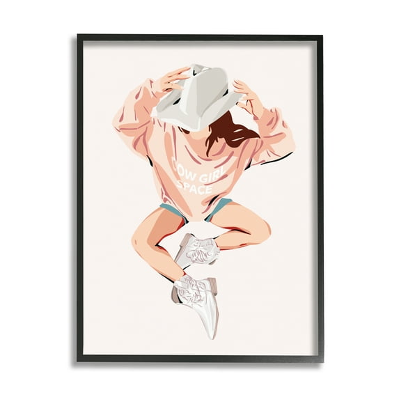 Stupell Industries Cowgirl Space Girl Beauty & Fashion Painting Black Framed Art Print Wall Art, 16 x 20