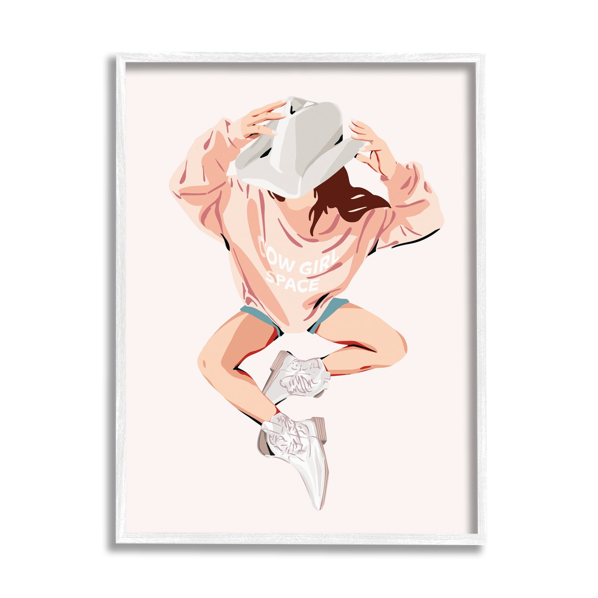 Stupell Industries Cowgirl Space Girl Beauty & Fashion Painting White Framed Art Print Wall Art, 24 x 30