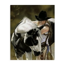 Stupell Industries Cowgirl & Spotted Horse Animals & Insects Painting Gallery Wrapped Canvas Art Print Wall Art, 16 x 20