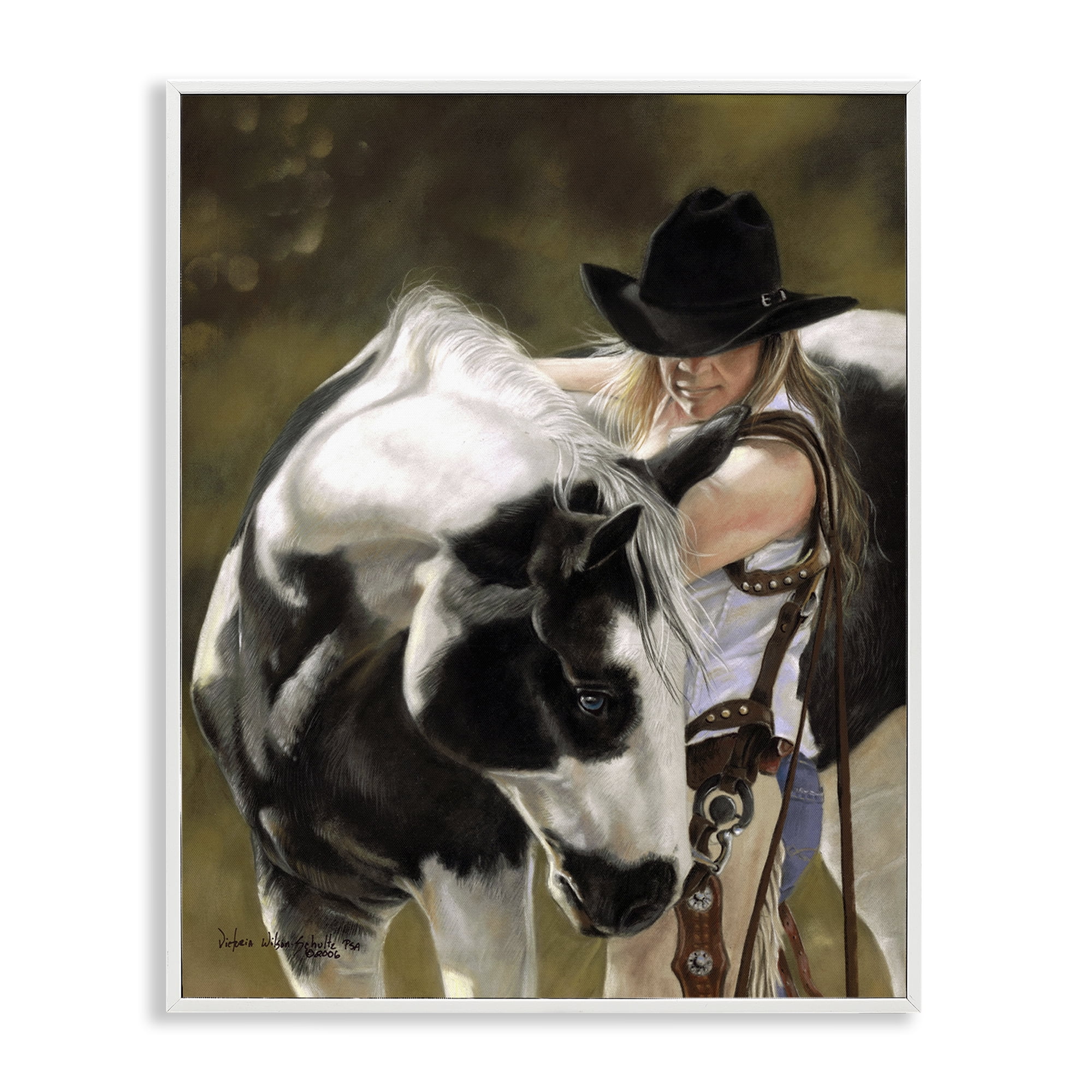 Stupell Industries Cowgirl & Spotted Horse Animals & Insects Painting White Framed Art Print Wall Art, 24 x 30