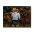 thumbnail image 1 of Stupell Industries Cowgirl Tending to Horse Animals & Insects Painting Black Framed Art Print Wall Art, 30 x 24, 1 of 9