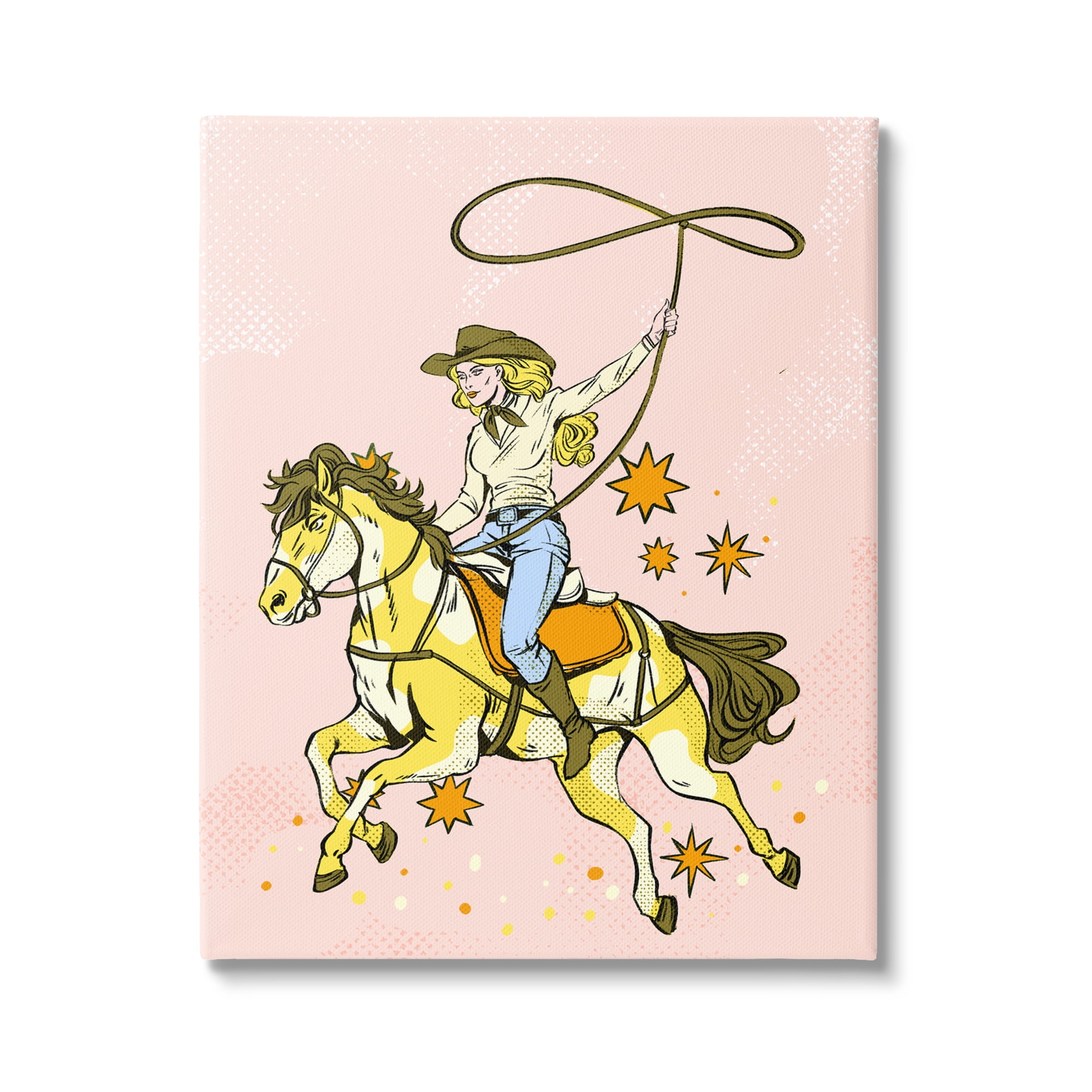 Stupell Industries Cowgirl with Lasso Animals & Insects Painting Gallery Wrapped Canvas Art Print Wall Art, 16 x 20