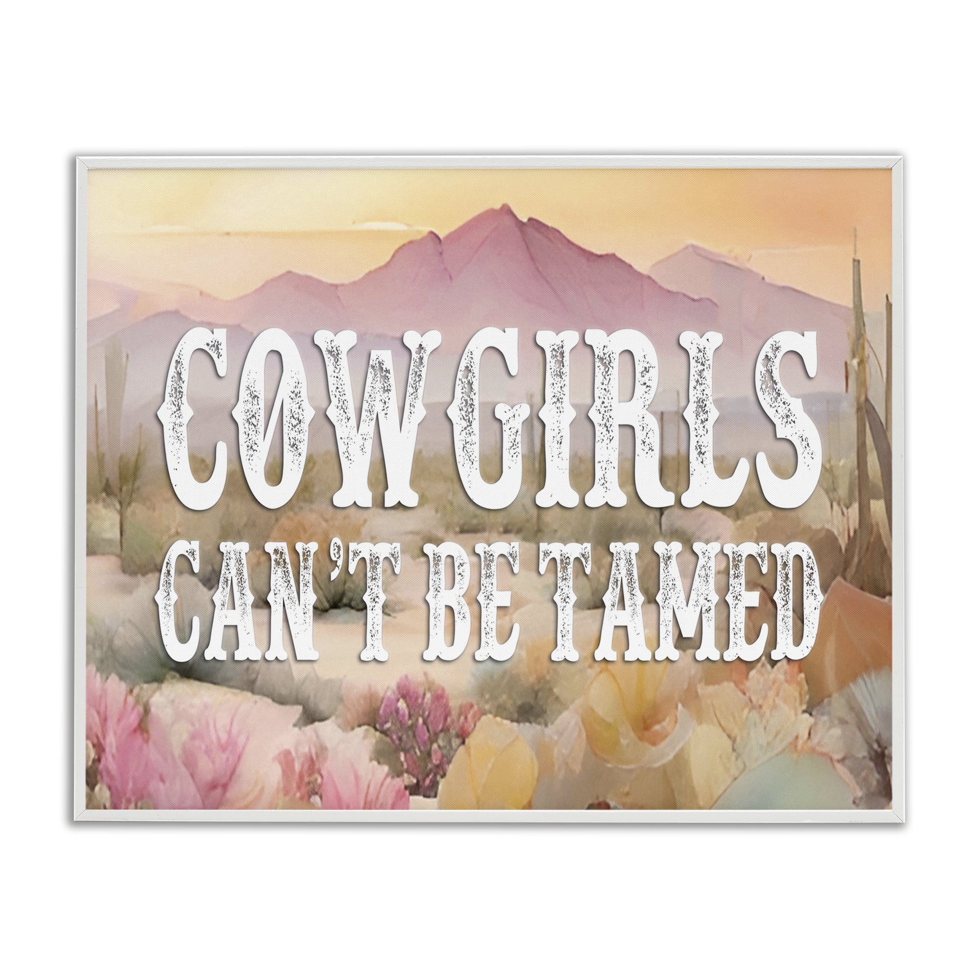 Stupell Industries Cowgirls Can't Be Tamed Landscape & Nature Painting White Framed Art Print Wall Art, 14 x 11
