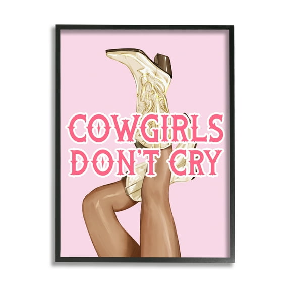 Stupell Industries Cowgirls Don't Cry Phrase Typography Painting Black Framed Art Print Wall Art, 24 x 30