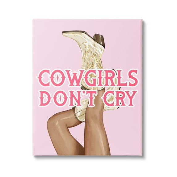 Stupell Industries Cowgirls Don't Cry Phrase Typography Painting Gallery Wrapped Canvas Art Print Wall Art, 16 x 20