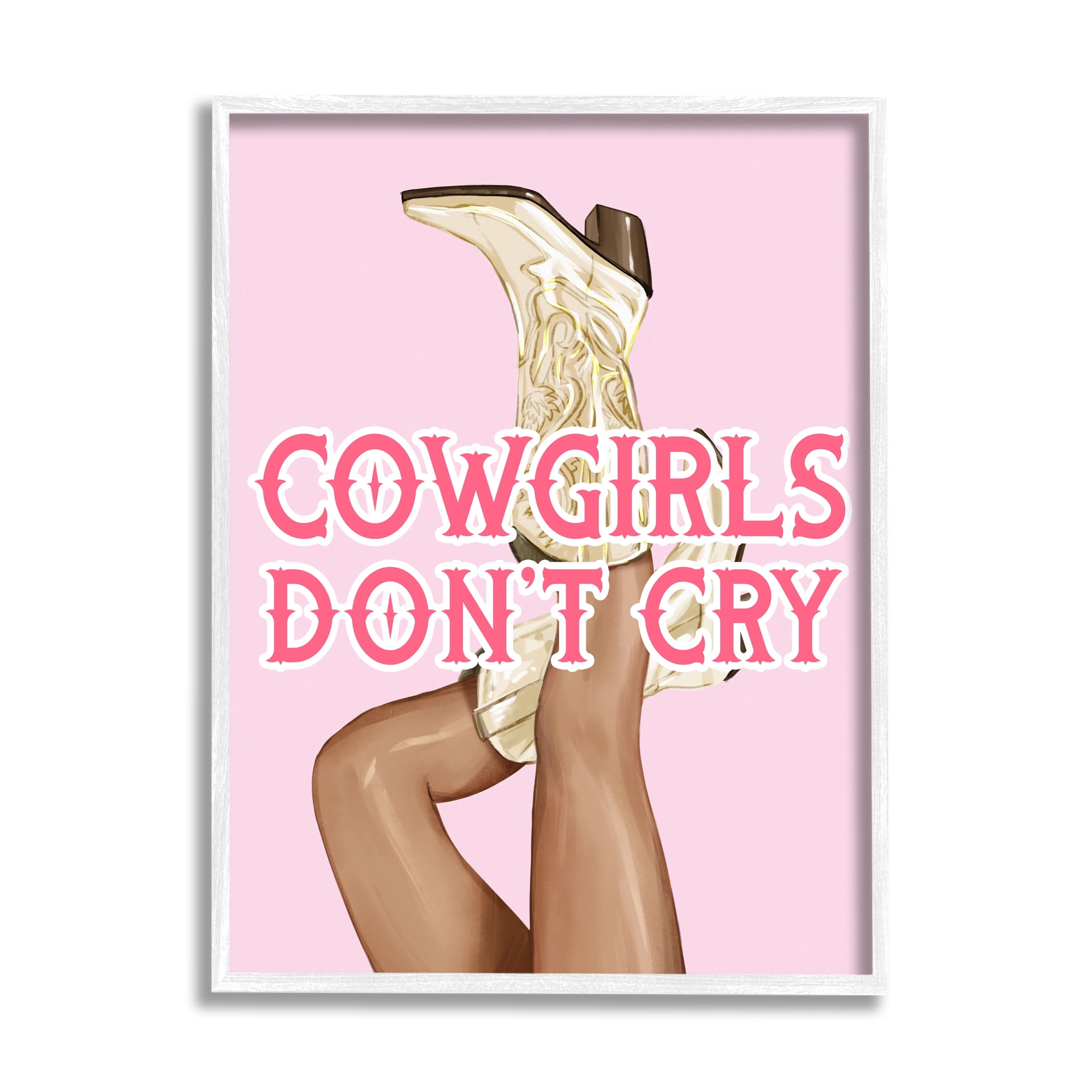 Stupell Industries Cowgirls Don't Cry Phrase Typography Painting White Framed Art Print Wall Art, 11 x 14