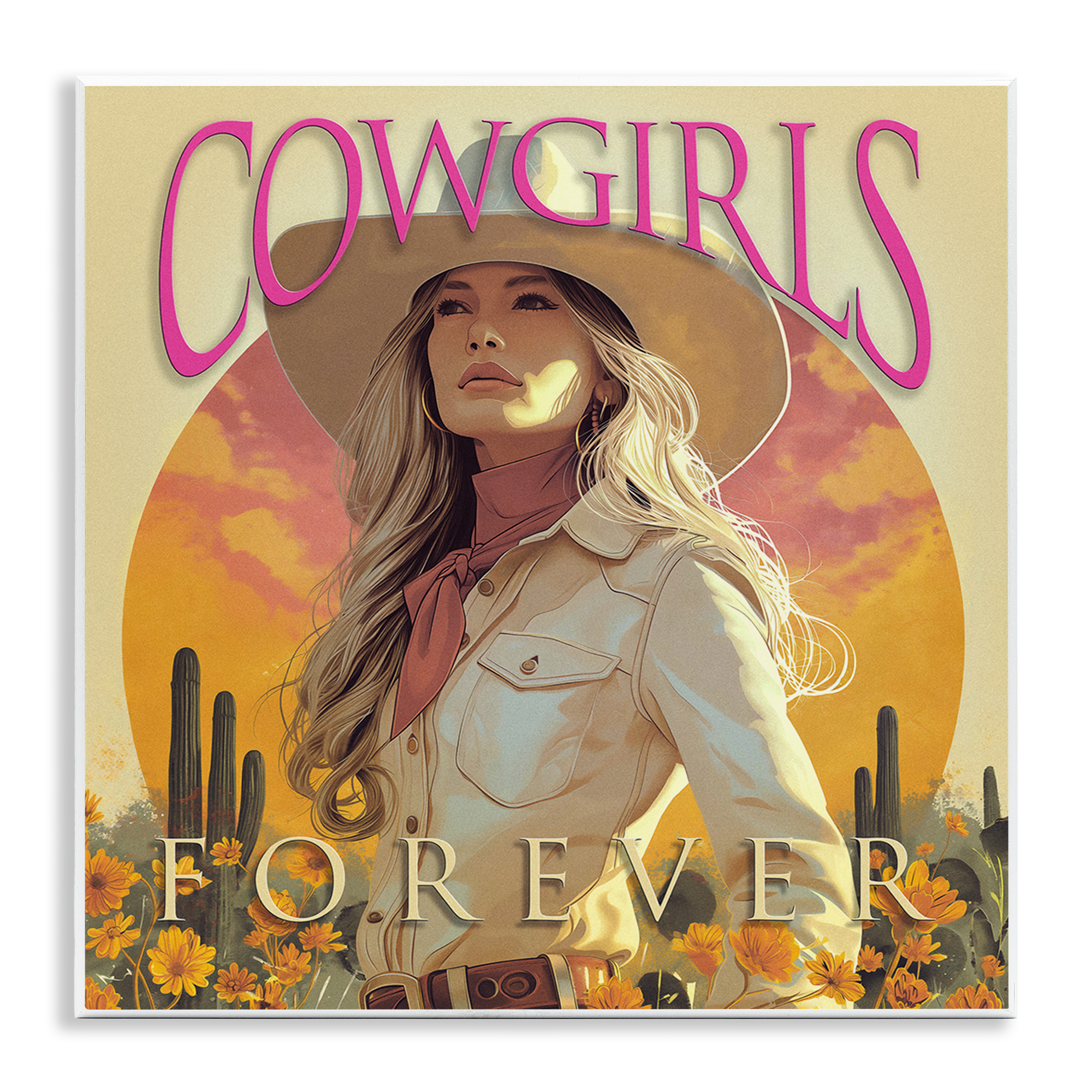 Stupell Industries Cowgirls Forever Portrait People Painting Unframed Art Print Wall Art, 12 x 12
