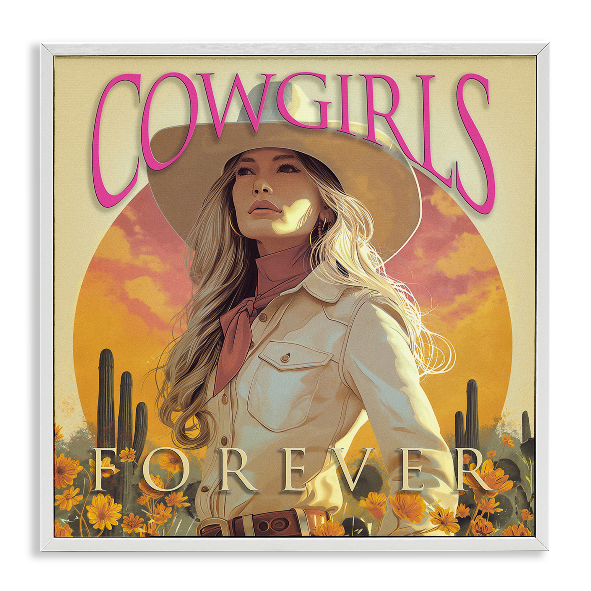 Stupell Industries Cowgirls Forever Portrait People Painting White Framed Art Print Wall Art, 12 x 12