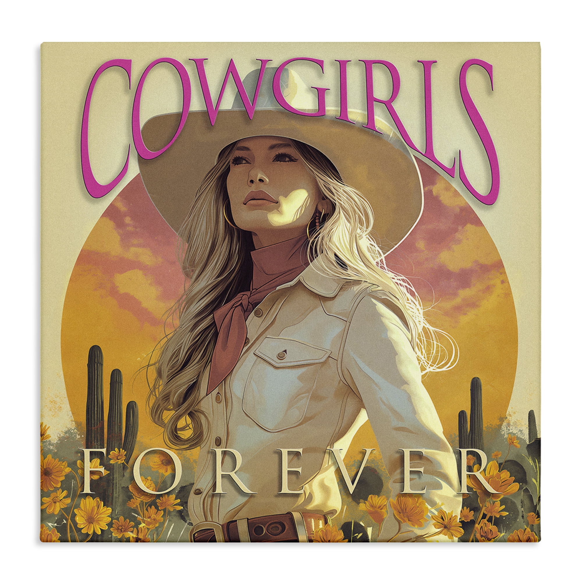 Stupell Industries Cowgirls Forever Portrait People Painting Wrapped Canvas Art Print Wall Art, 30 x 30