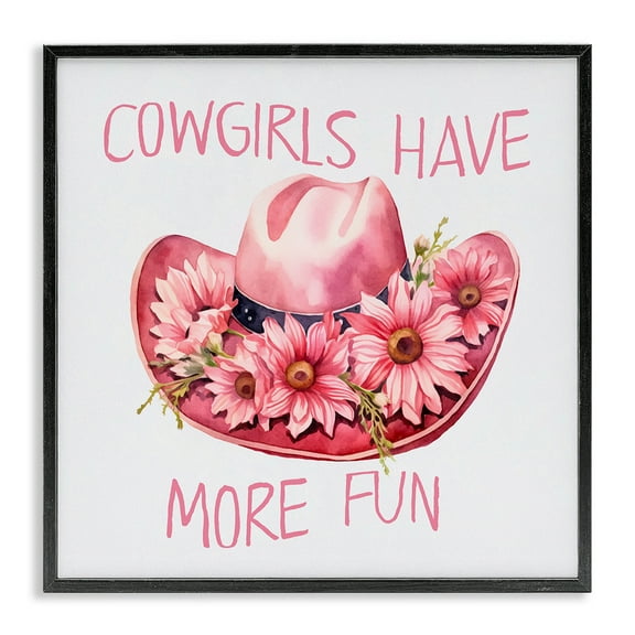 Stupell Industries Cowgirls Have More Fun Plants & Flowers Painting Black Framed Art Print Wall Art, 12 x 12