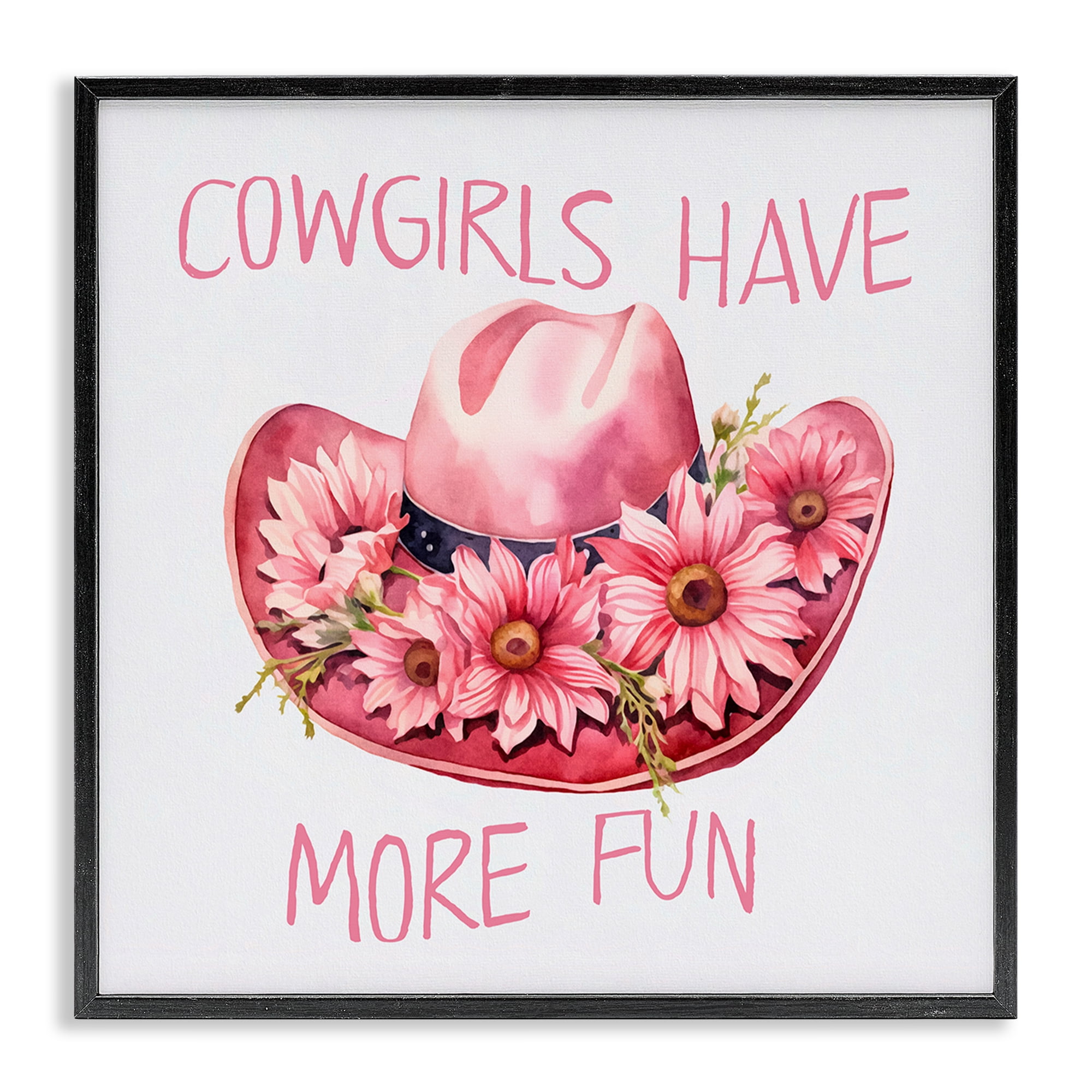 Stupell Industries Cowgirls Have More Fun Plants & Flowers Painting Black Framed Art Print Wall Art, 24 x 24
