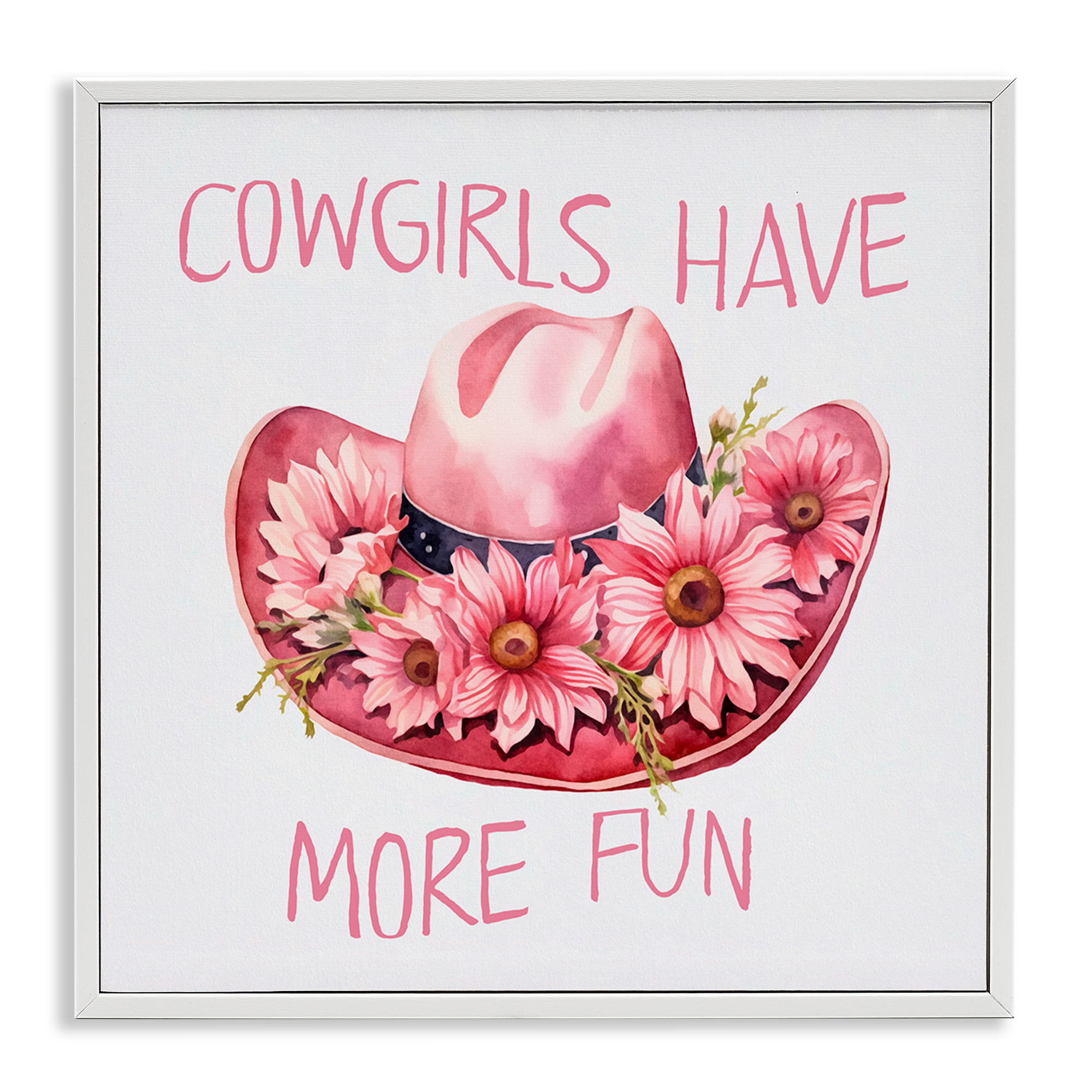 Stupell Industries Cowgirls Have More Fun Plants & Flowers Painting White Framed Art Print Wall Art, 24 x 24