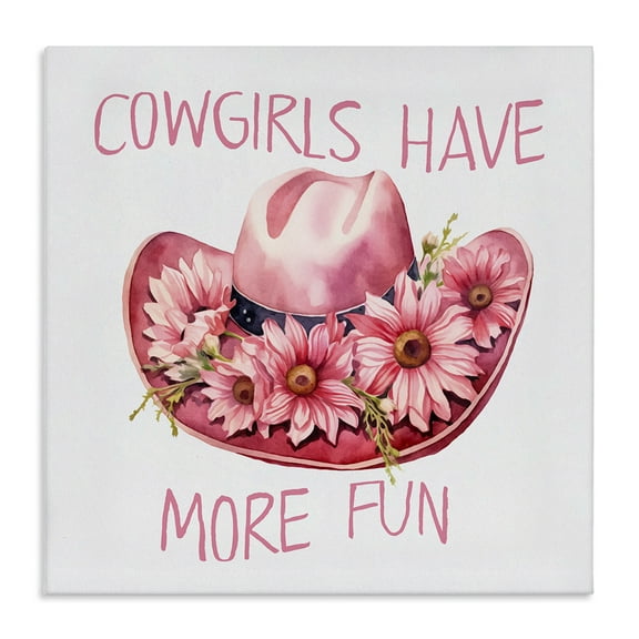 Stupell Industries Cowgirls Have More Fun Plants & Flowers Painting Wrapped Canvas Art Print Wall Art, 17 x 17