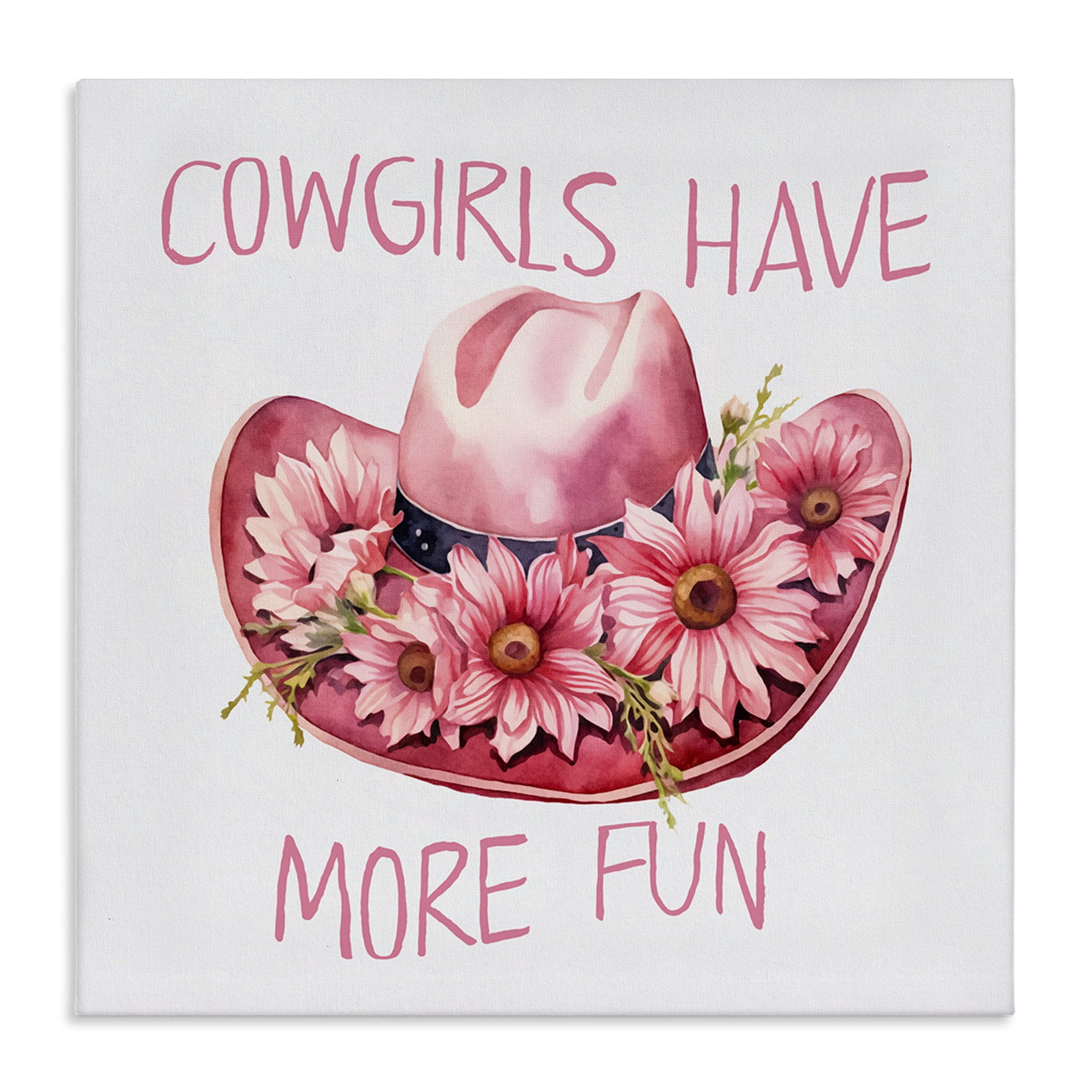 Stupell Industries Cowgirls Have More Fun Plants & Flowers Painting Wrapped Canvas Art Print Wall Art, 24 x 24