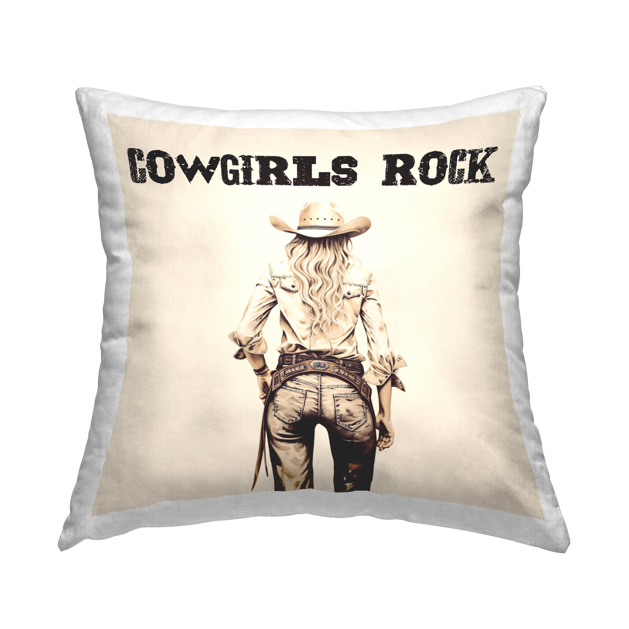 Stupell Industries Cowgirls Rock Phrase Decorative Printed Throw Pillow Design by Karen Smith.