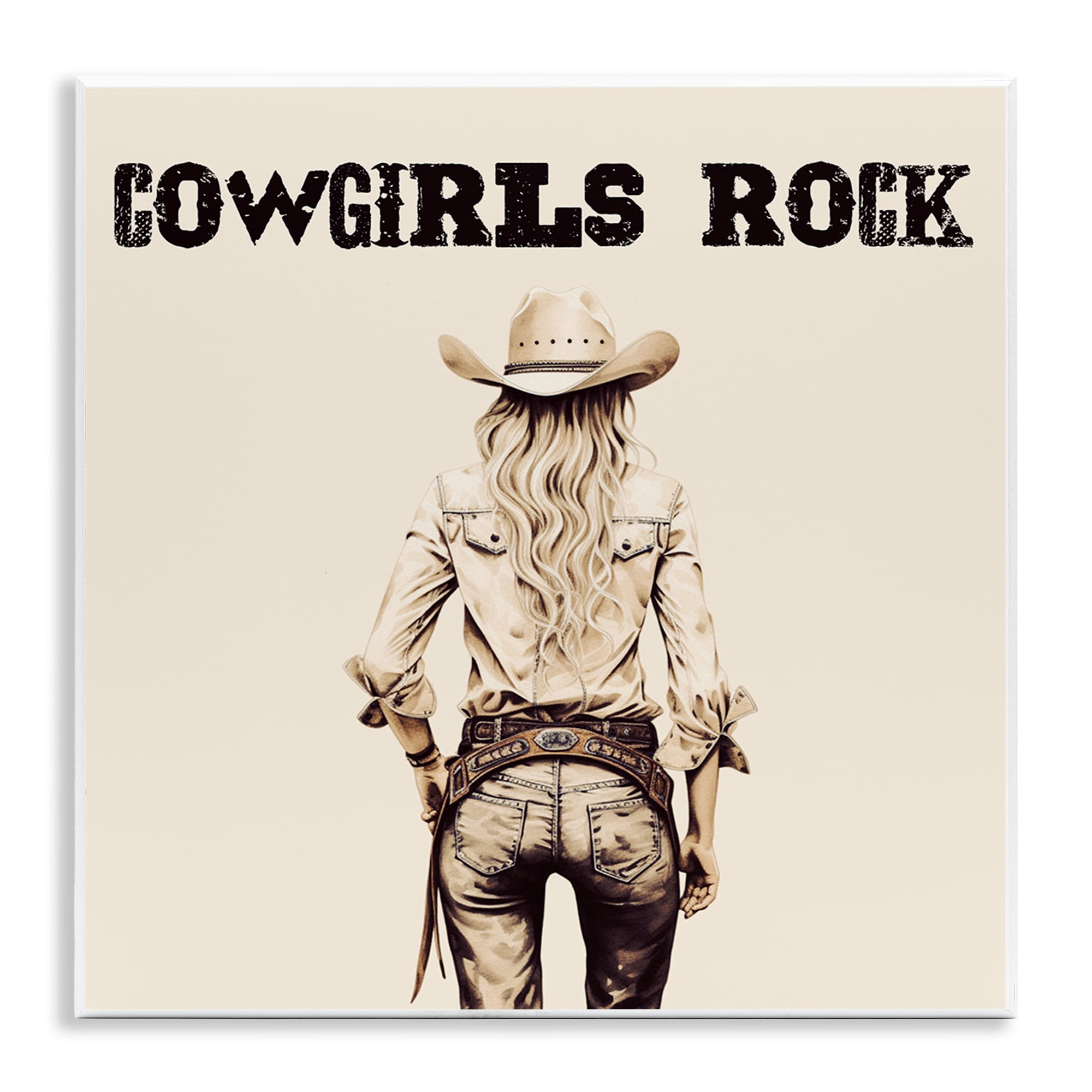 Stupell Industries Cowgirls Rock Phrase People Painting Unframed Art Print Wall Art, 12 x 12