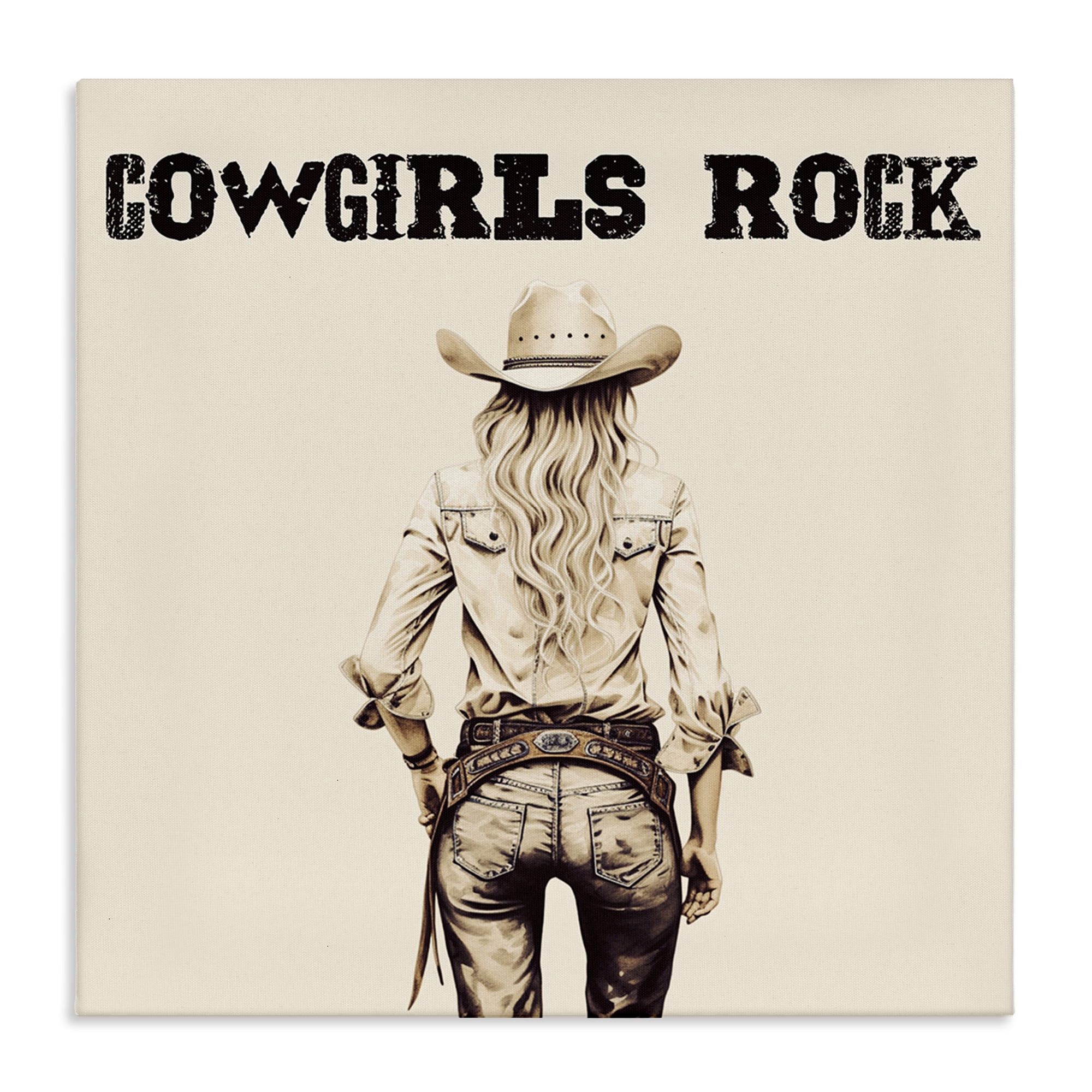 Stupell Industries Cowgirls Rock Phrase People Painting Wrapped Canvas Art Print Wall Art, 17 x 17