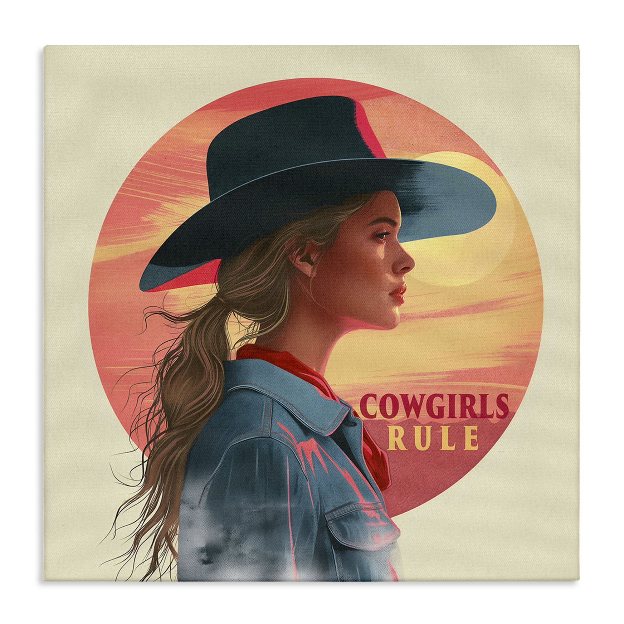 Stupell Industries Cowgirls Rule Portrait People Painting Wrapped Canvas Art Print Wall Art, 17 x 17