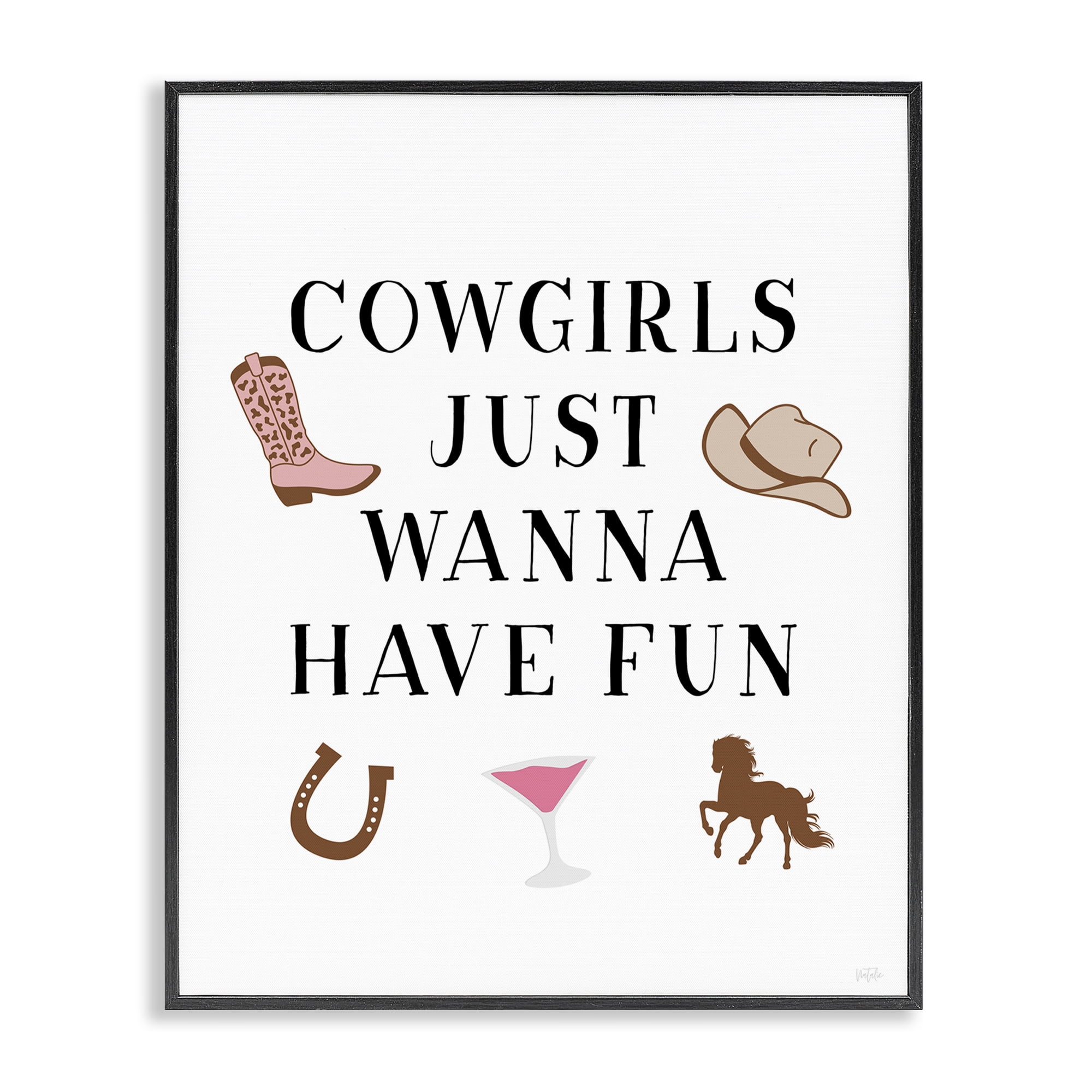 Stupell Industries Cowgirls Wanna Have Fun Entertainment Painting Black Framed Art Print Wall Art, 16 x 20