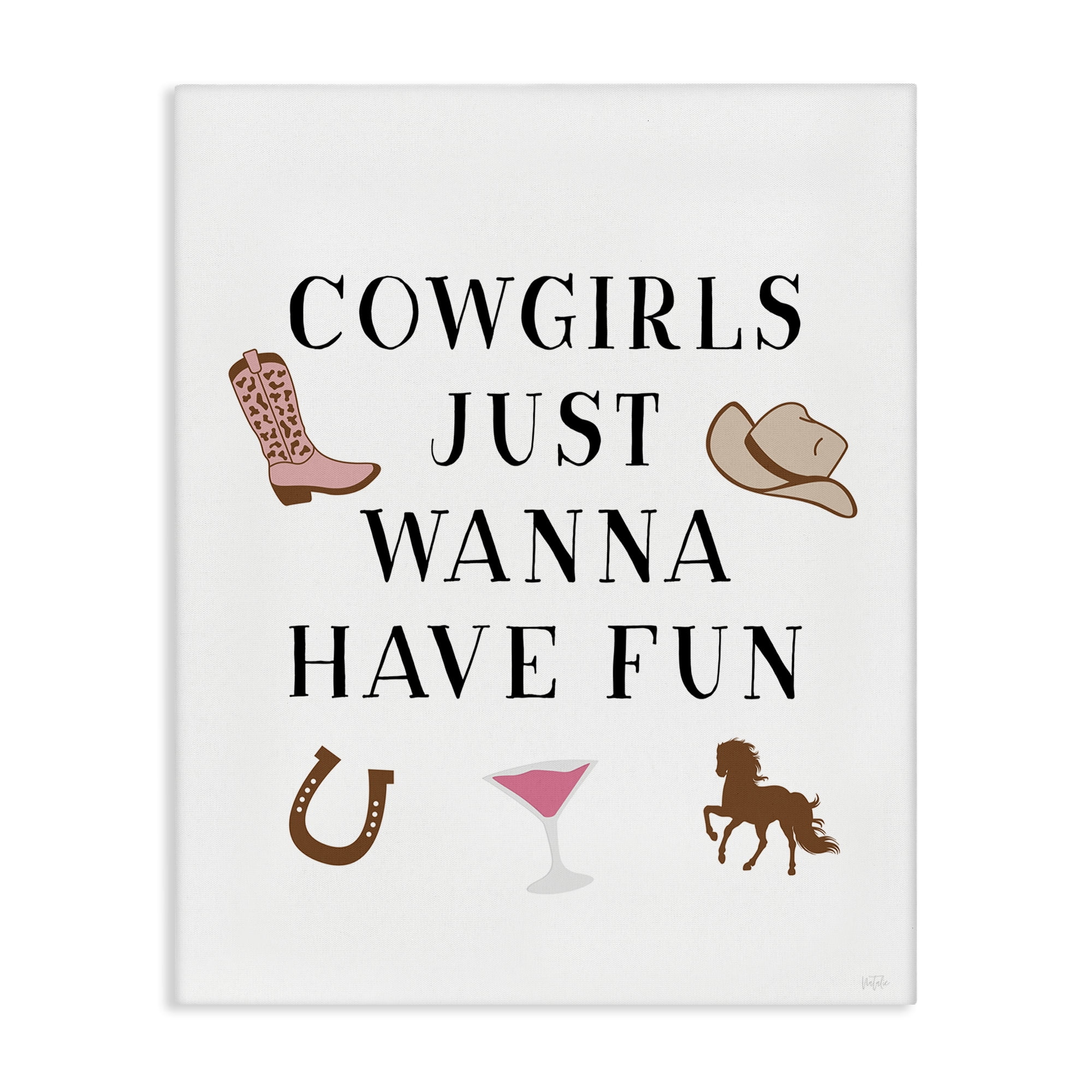 Stupell Industries Cowgirls Wanna Have Fun Entertainment Painting Wrapped Canvas Art Print Wall Art, 16 x 20