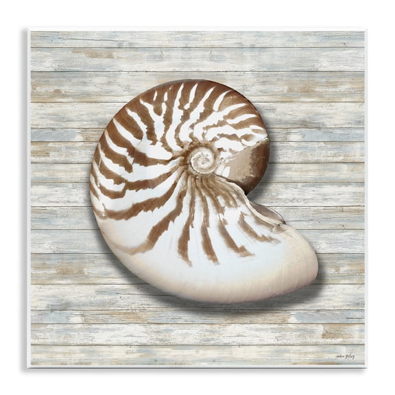 Stupell Industries Cowrie Shell on Shiplap Wall Plaque Art design by Amber Sterling, 12 x 12