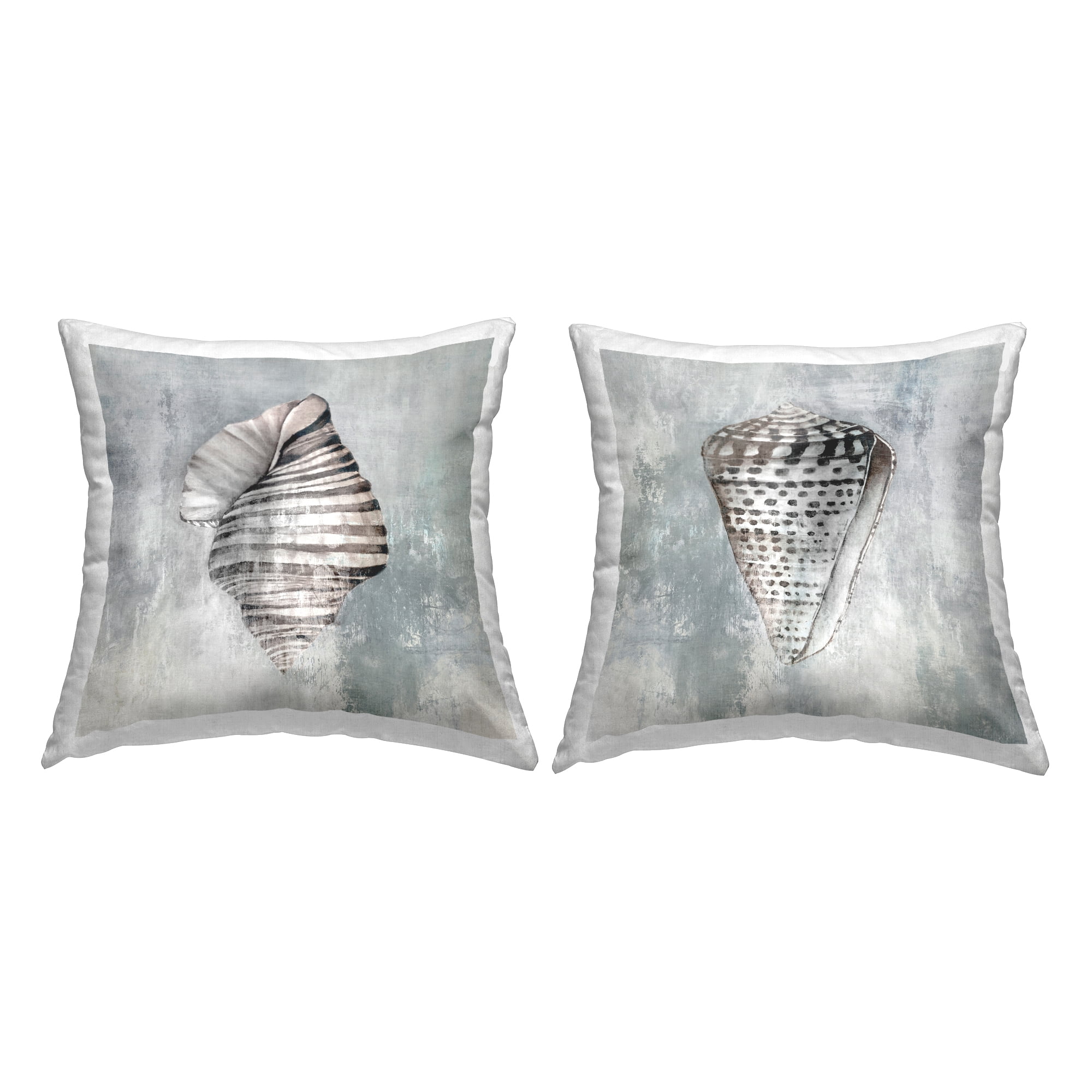 Stupell Industries Cowrie Shells on Grey Decorative Printed Throw Pillow Design by Eli Jones.
