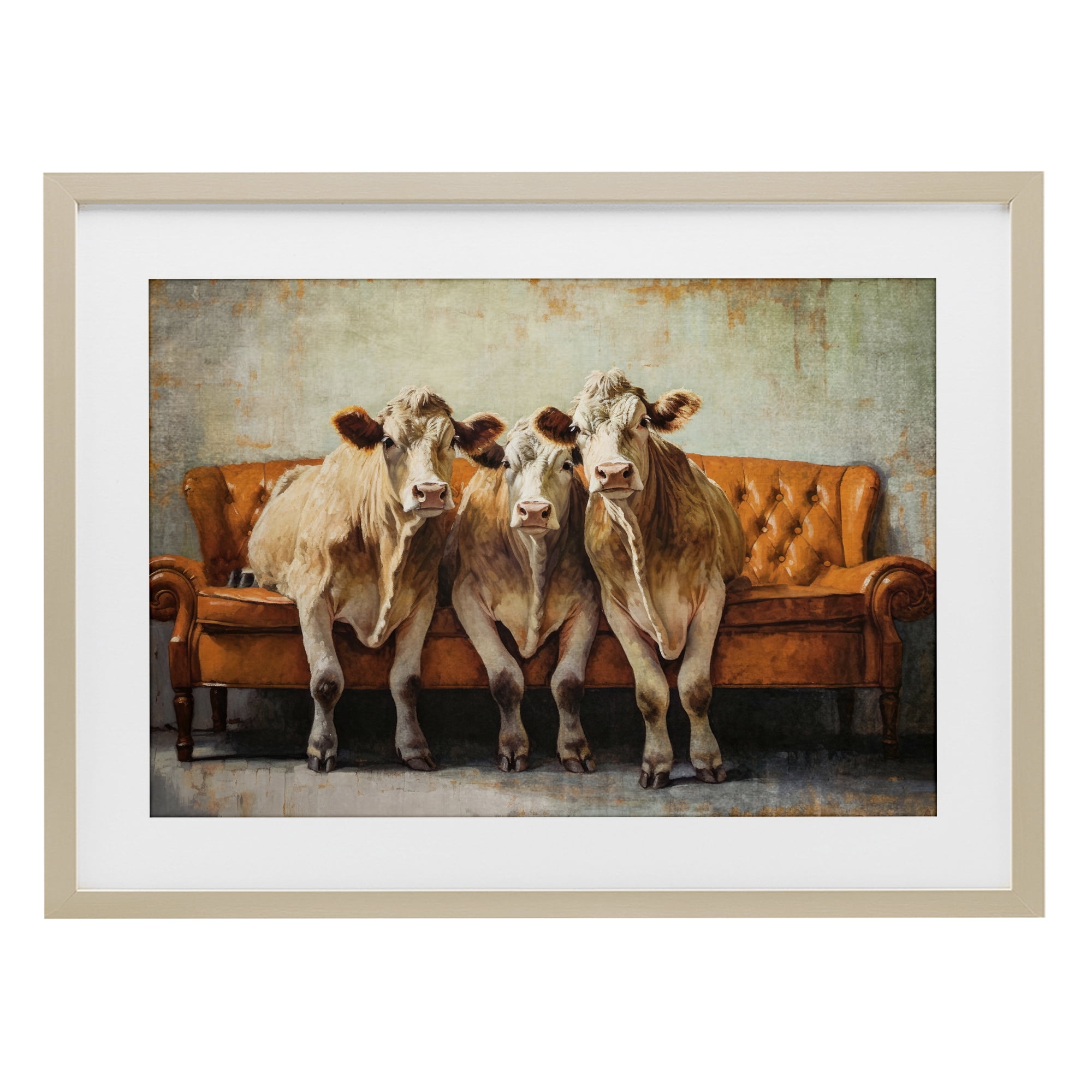 Stupell Industries Cows Just Chillin' Birch Framed Print Under Glass, design by Tina LeCour