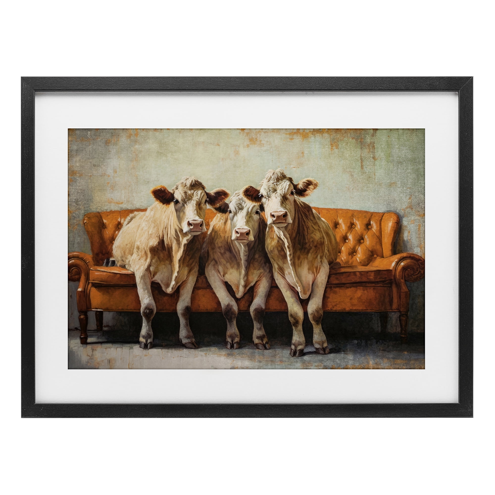 Stupell Industries Cows Just Chillin' Black Framed Print Under Glass, design by Tina LeCour