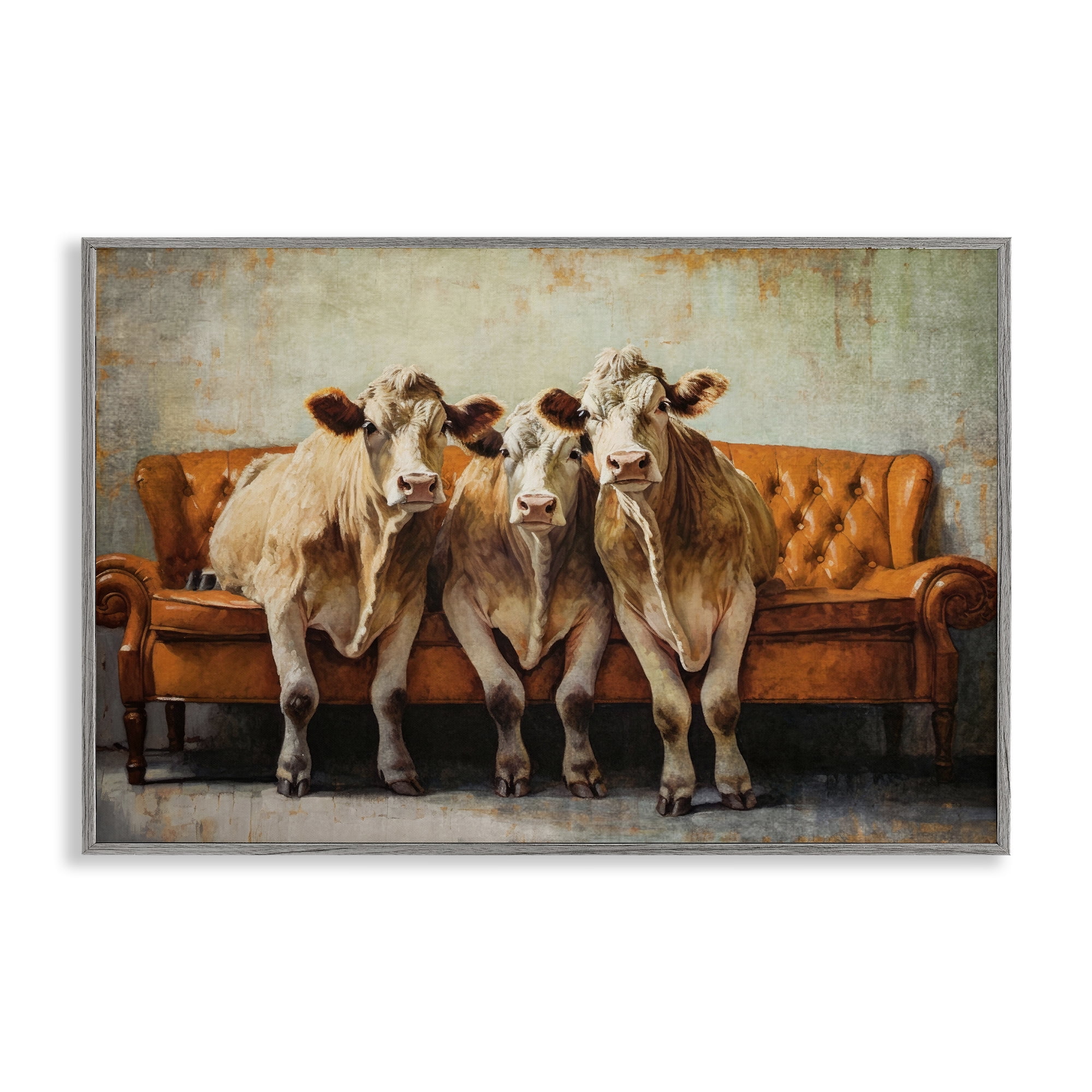 Stupell Industries Cows Just Chillin' Gray Framed Giclee Art, design by Tina LeCour
