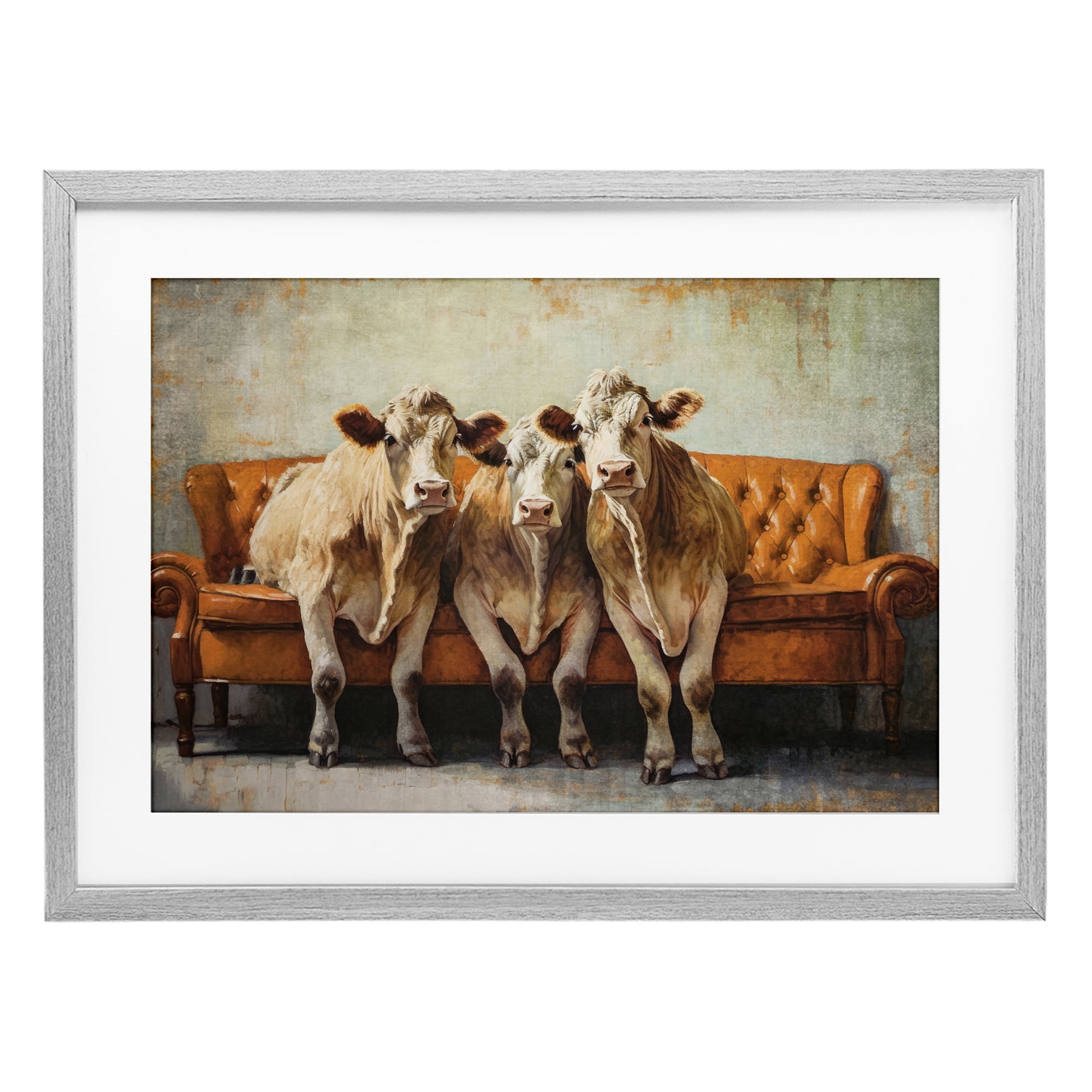 Stupell Industries Cows Just Chillin' Gray Framed Print Under Glass, design by Tina LeCour