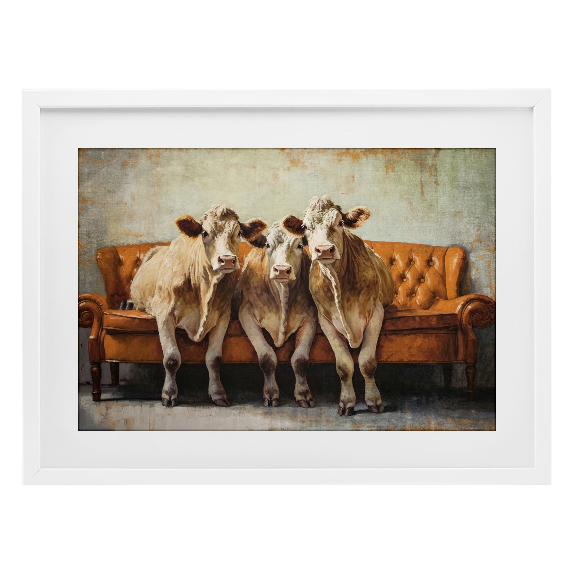 Stupell Industries Cows Just Chillin' White Framed Print Under Glass, design by Tina LeCour
