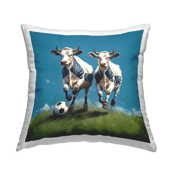 Stupell Industries Cows Playing Soccer Decorative Printed Throw Pillow Design by Lazar Studio