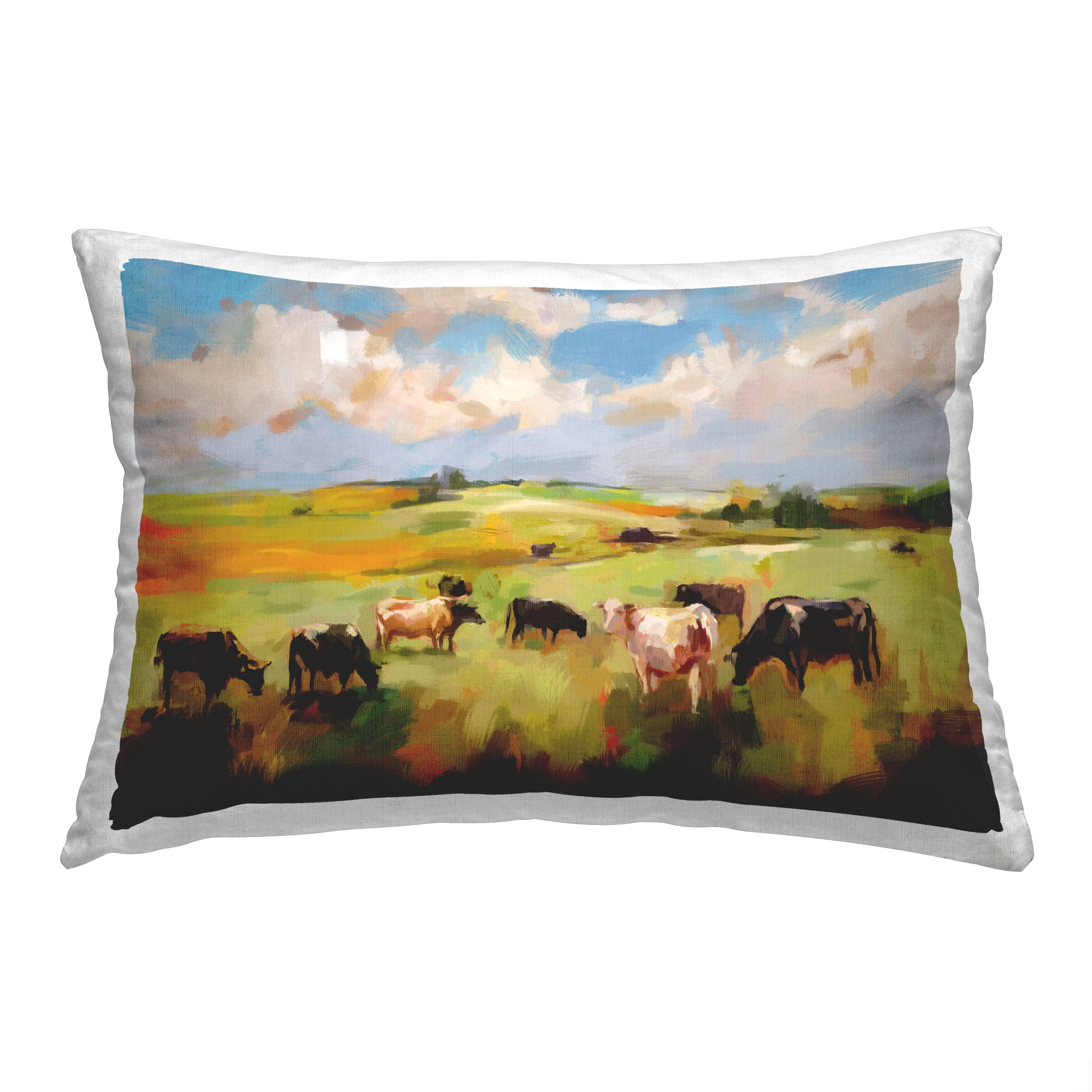 Stupell Industries Cows Under Cloudy Sky Decorative Printed Throw Pillow, 14 x 20