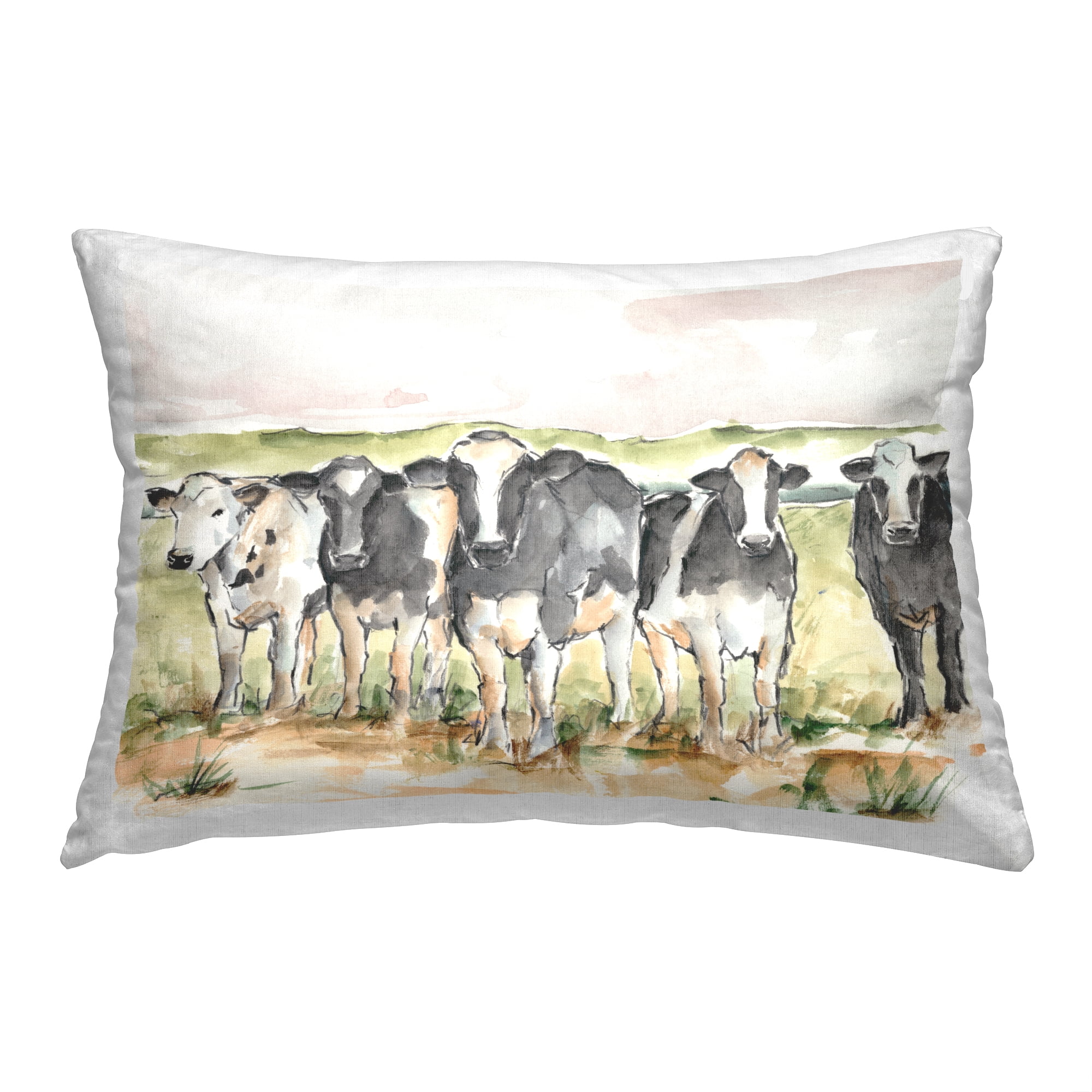 Stupell Industries Cows in Pasture Landscape Decorative Printed Throw Pillow, 14 x 20