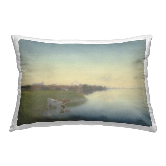 Stupell Industries Cows in Serene Shore Decorative Printed Throw Pillow Design by Jan Voerman .