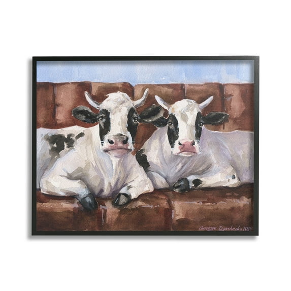 Stupell Industries Cows on Farmhouse Couch Animals & Insects Painting Black Framed Art Print Wall Art, 30 x 24