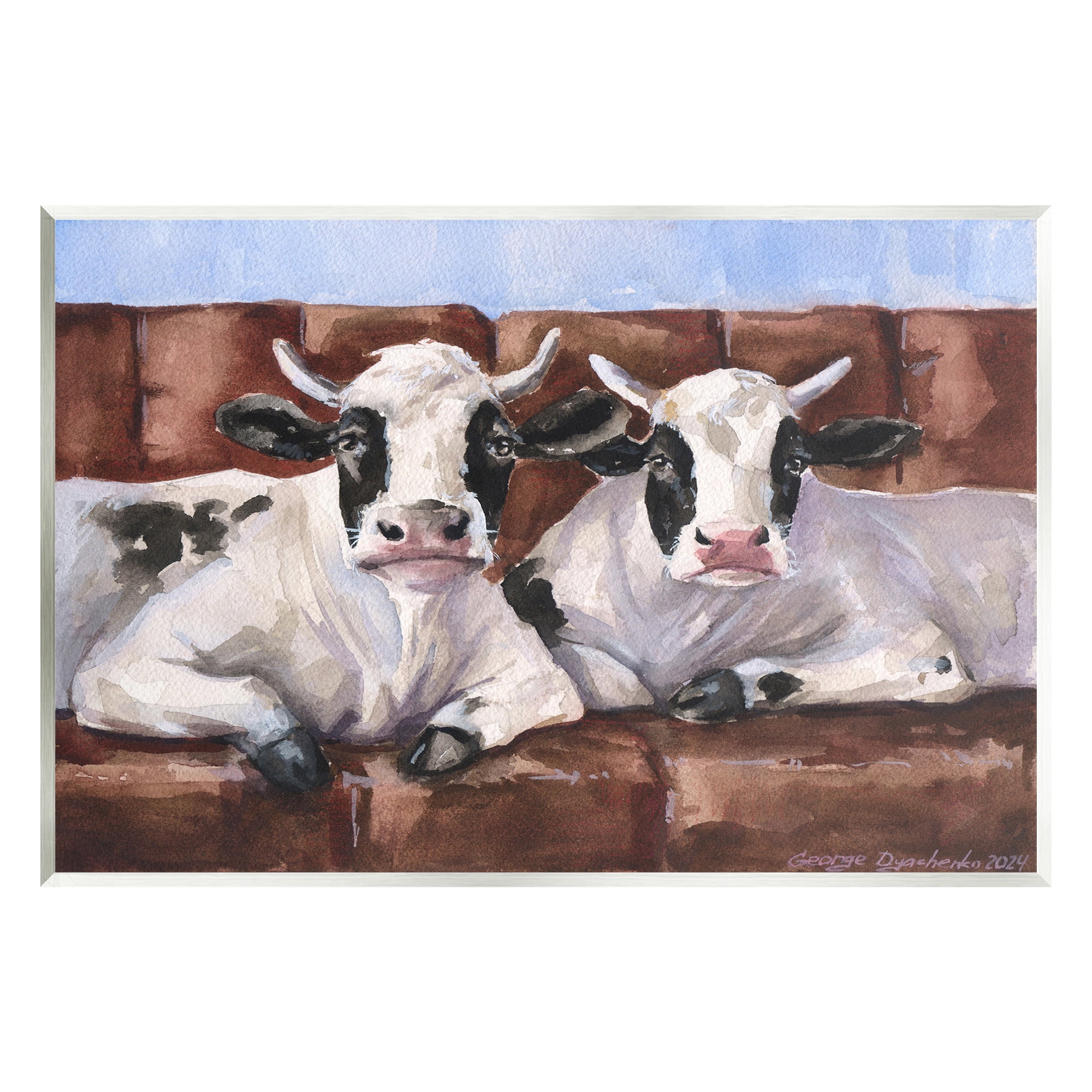 Stupell Industries Cows on Farmhouse Couch Animals & Insects Painting Unframed Art Print Wall Art, 19 x 13