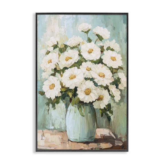 Stupell Industries Rustic Lodge Cozy Arrangement of White Blooms Black Framed Giclee Art, 12 x 18, by Petals Prints Design