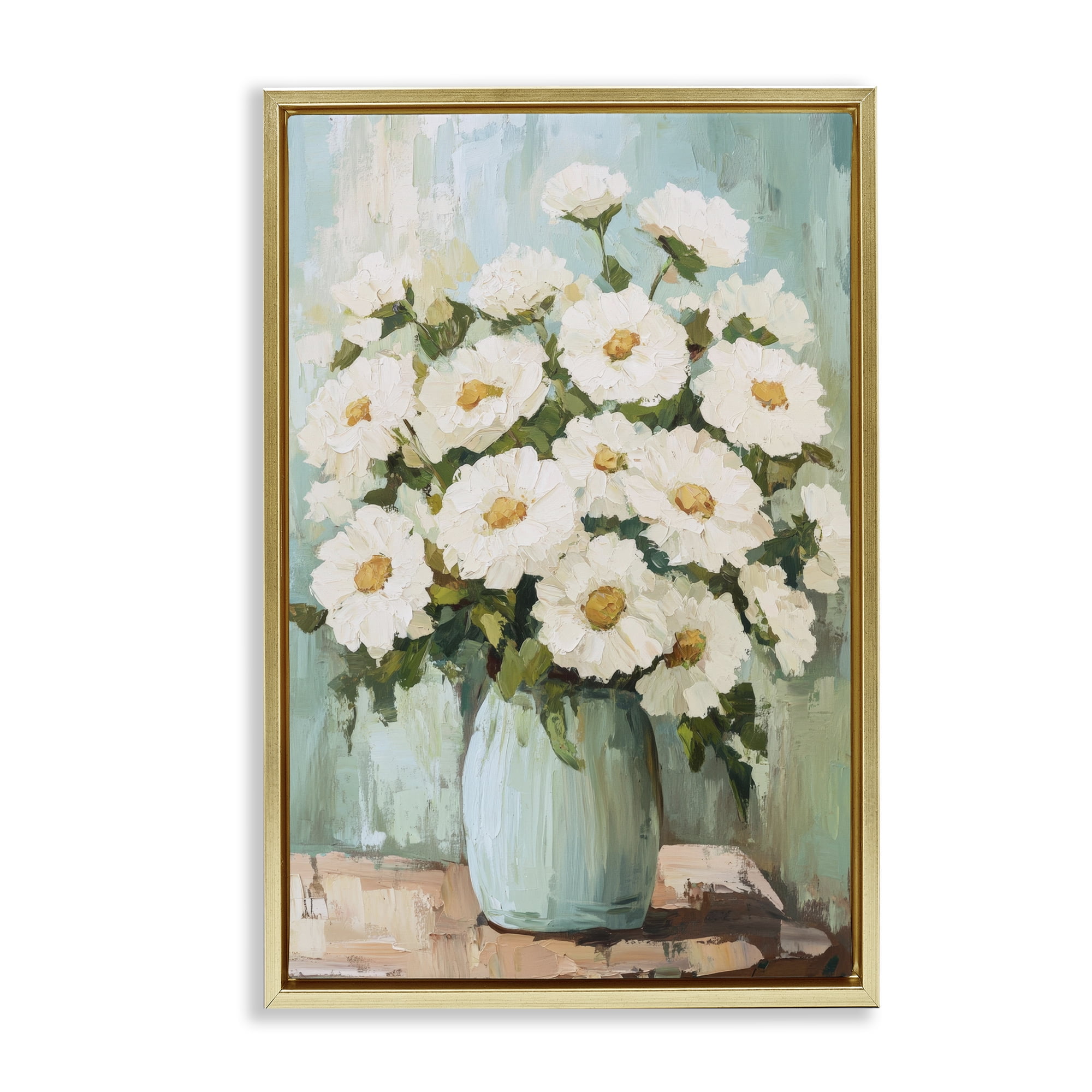 Stupell Industries Cozy Arrangement of White Blooms Gold Framed Floater Canvas Wall Art, design by Petal Prints Design