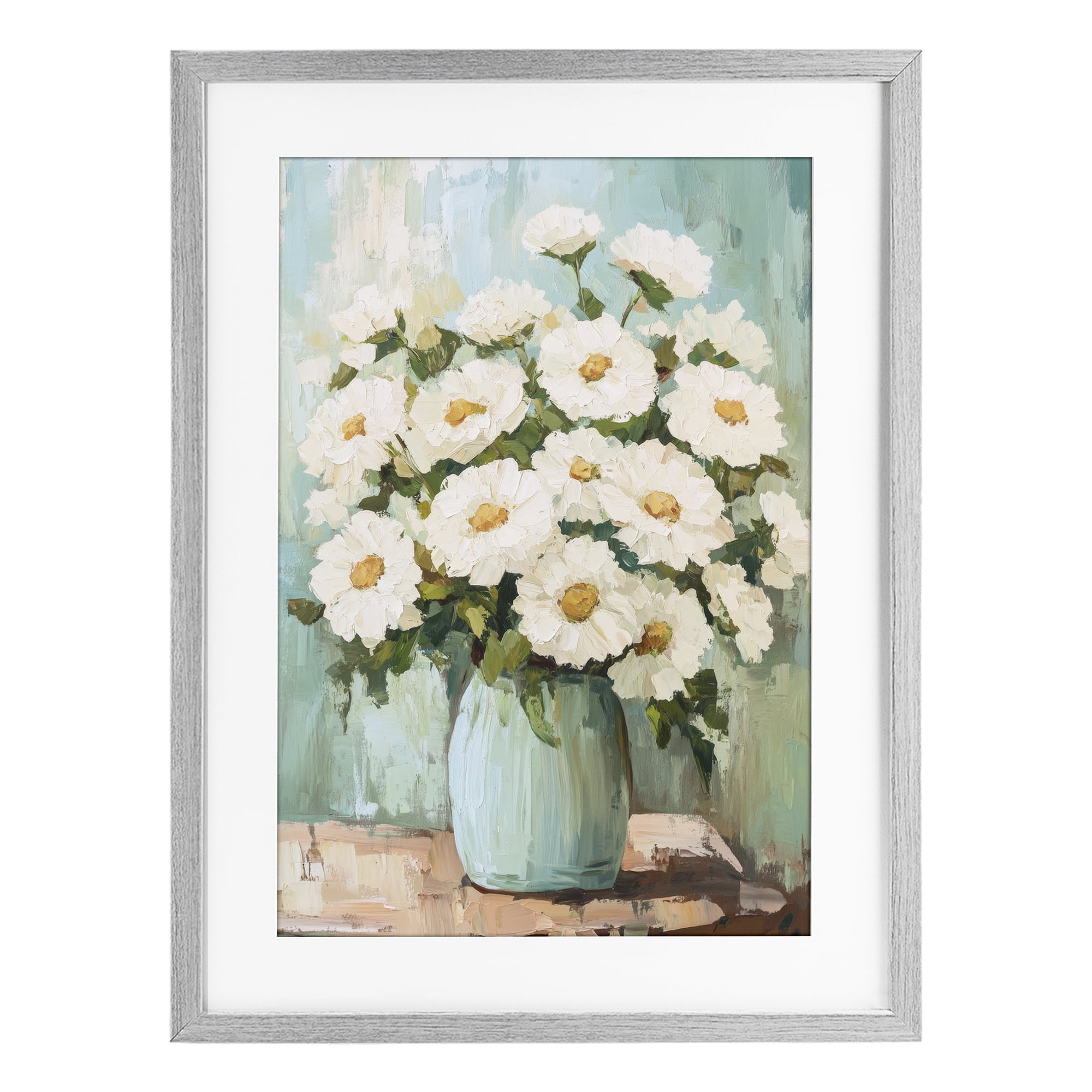 Stupell Industries Cozy Arrangement of White Blooms Gray Framed Print Under Glass, design by Petal Prints Design