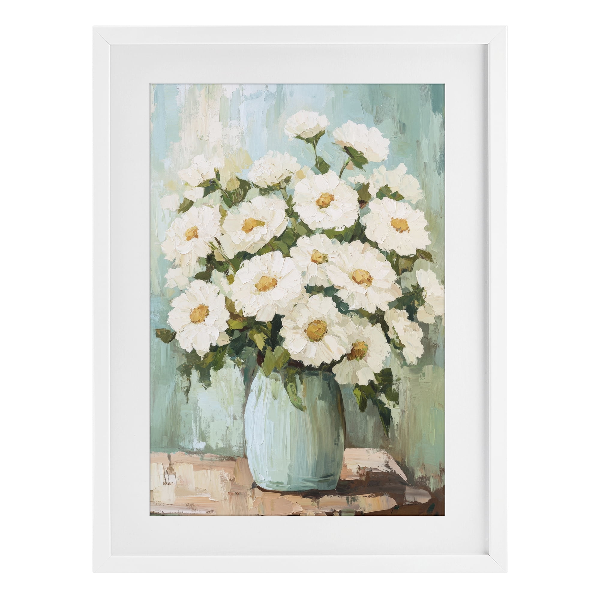 Stupell Industries Cozy Arrangement of White Blooms White Framed Print Under Glass, design by Petal Prints Design