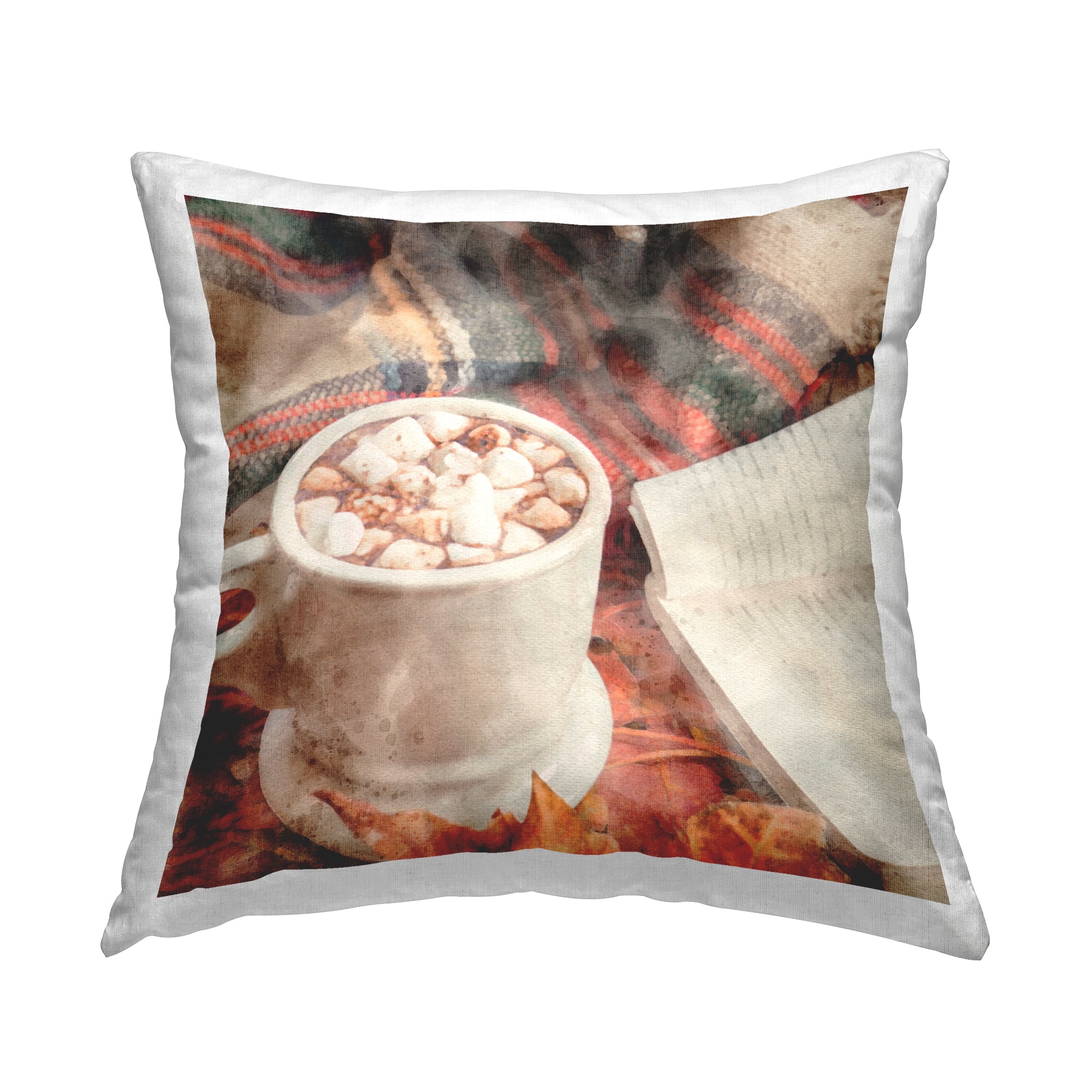 Stupell Industries Cozy Autumn Cocoa Mug Square Decorative Printed Throw Pillow, 18 x 18