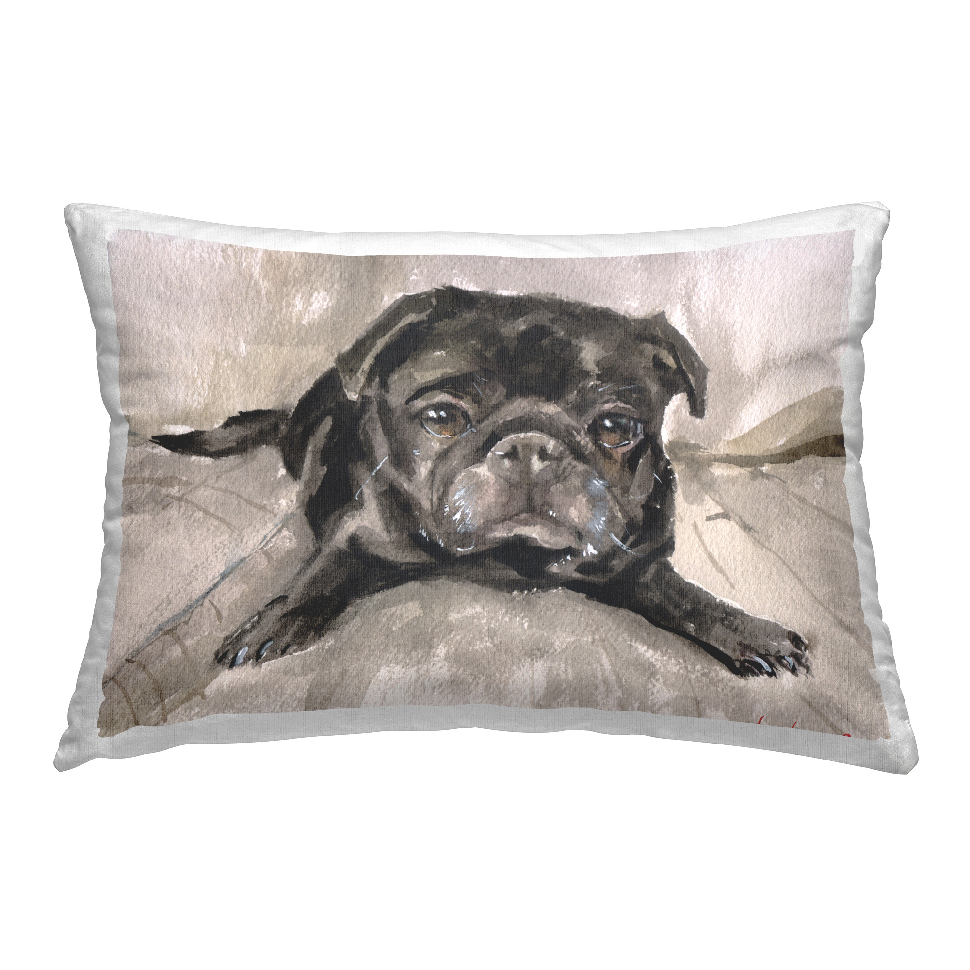 Stupell Industries Cozy Black Pug Decorative Printed Throw Pillow Design by GeorgeDyachenkoArt