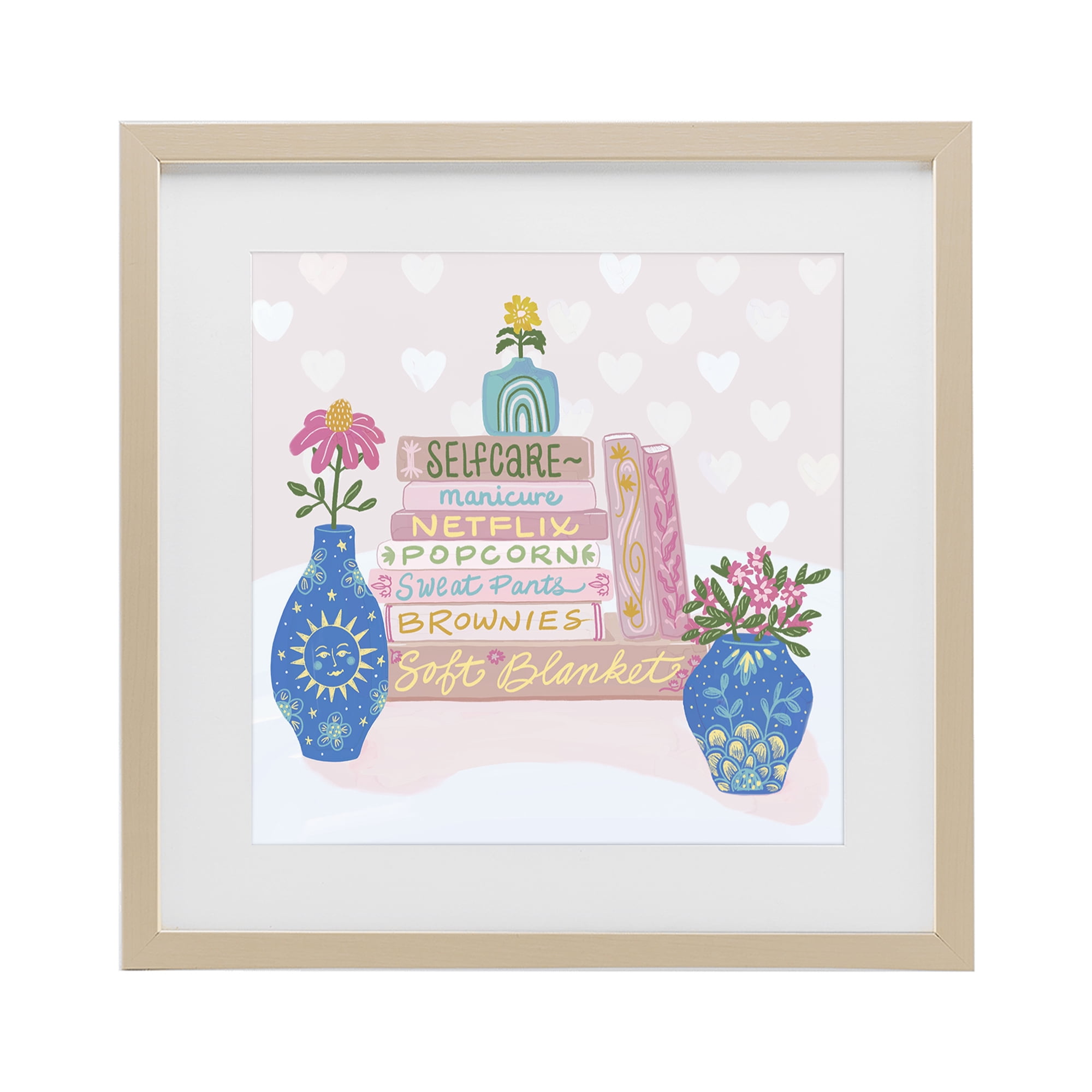 Stupell Industries Cozy Boho Self Care Books Birch Framed Print Under Glass, design by Connie Summers