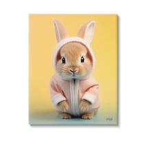 Stupell Industries Cozy Bunny on Yellow Animals & Insects Painting Gallery Wrapped Canvas Art Print Wall Art, 16 x 20