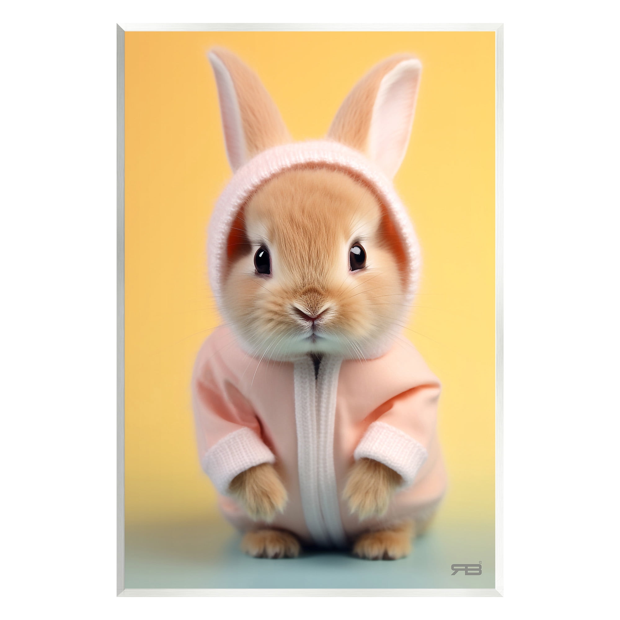 Stupell Industries Cozy Bunny on Yellow Animals & Insects Painting Unframed Art Print Wall Art, 10 x 15