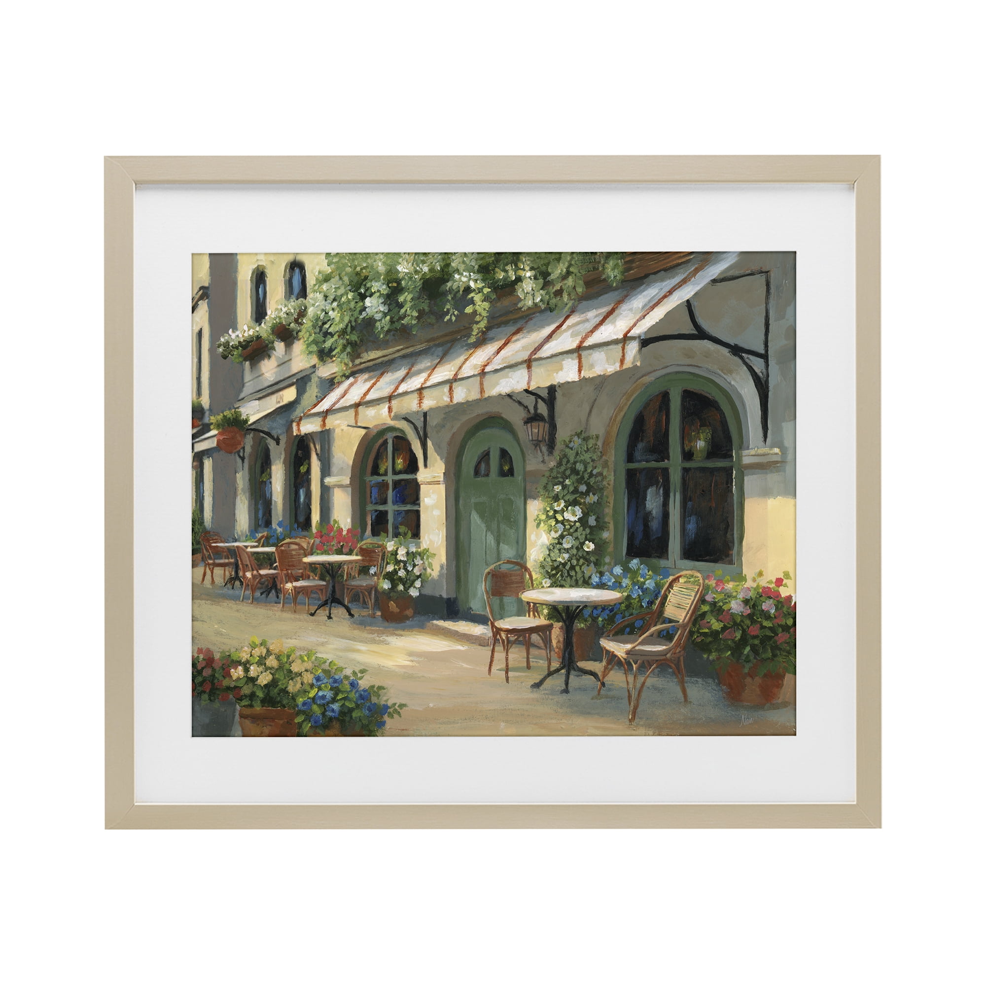 Stupell Industries Cozy Cafe Sunlit Patio Birch Framed Print Under Glass, design by Nan