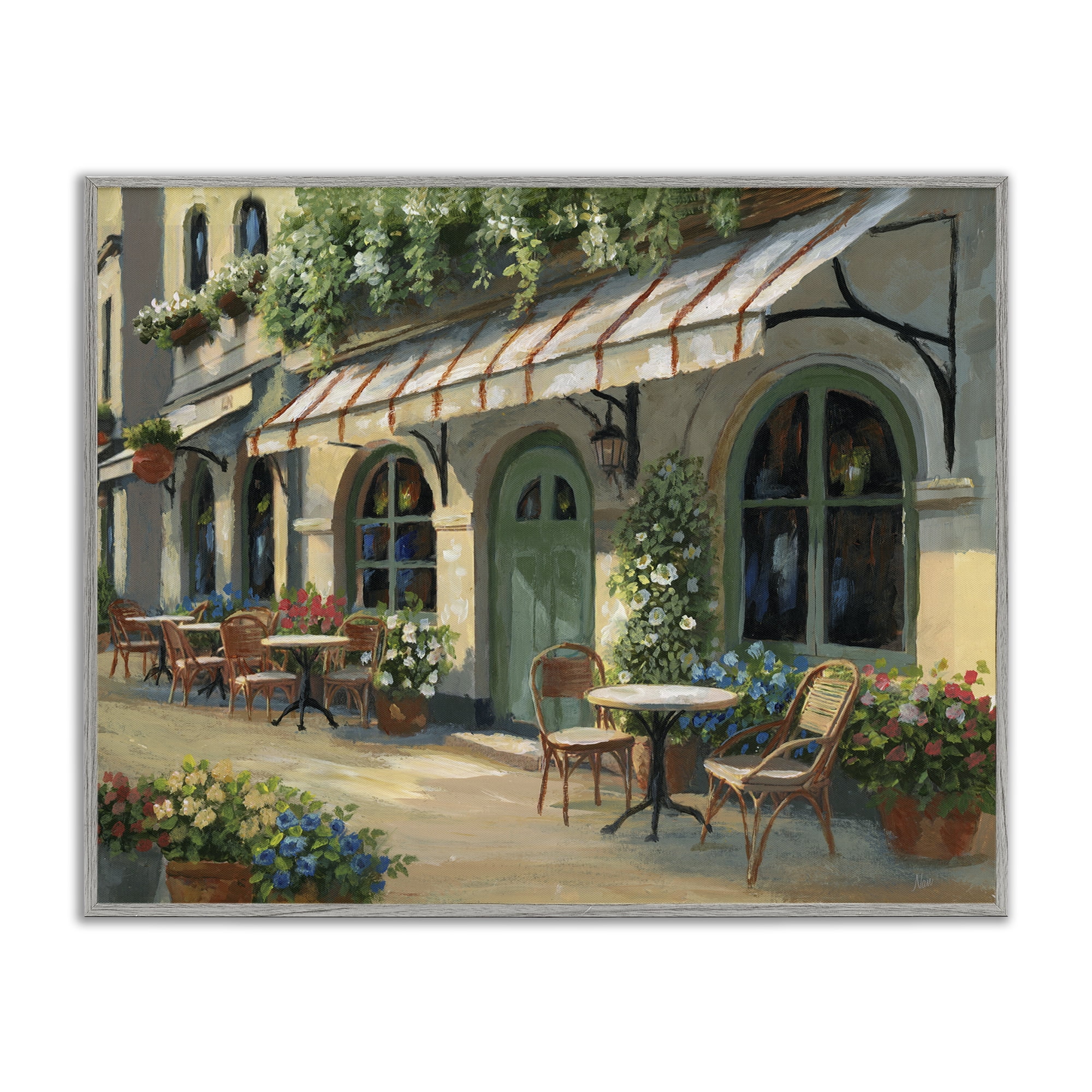 Stupell Industries Cozy Cafe Sunlit Patio Gray Framed Giclee Art, design by Nan